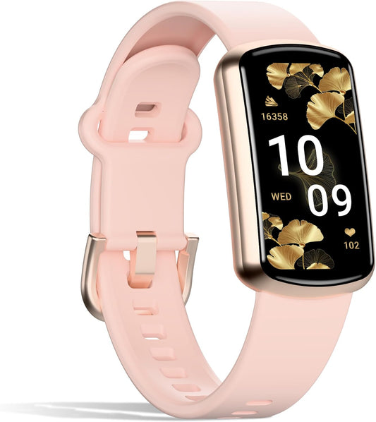 Health Fitness Tracker, Smart Watch with 24/7 Heart Rate, Activity Tracker with Blood Pressure and Blood Oxygen Monitor, 120 Sport Mode Waterproof Sleep Tracker for Women Men (Pink)