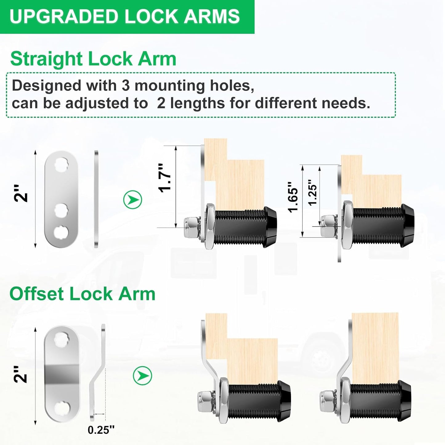 2 Pack Cabinet Lock with Keys, 1" RV Storage Locks Keyed Alike, RV Locks for Storage Door, Camper Toolbox RV Cam Locks with Manual(Black, 2Pack, 1 Inch)