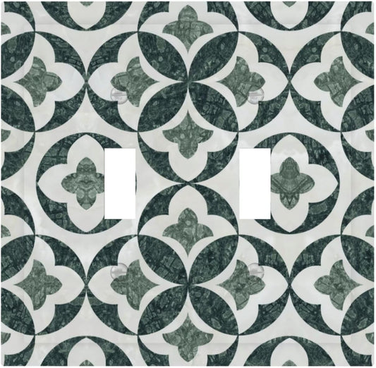 Green Luxury Modern Cubic Marble 2 Gang Double Toggle Decorative Light Switch Covers Electrical Faceplate Switch Plates for Bathroom Kitchen Home