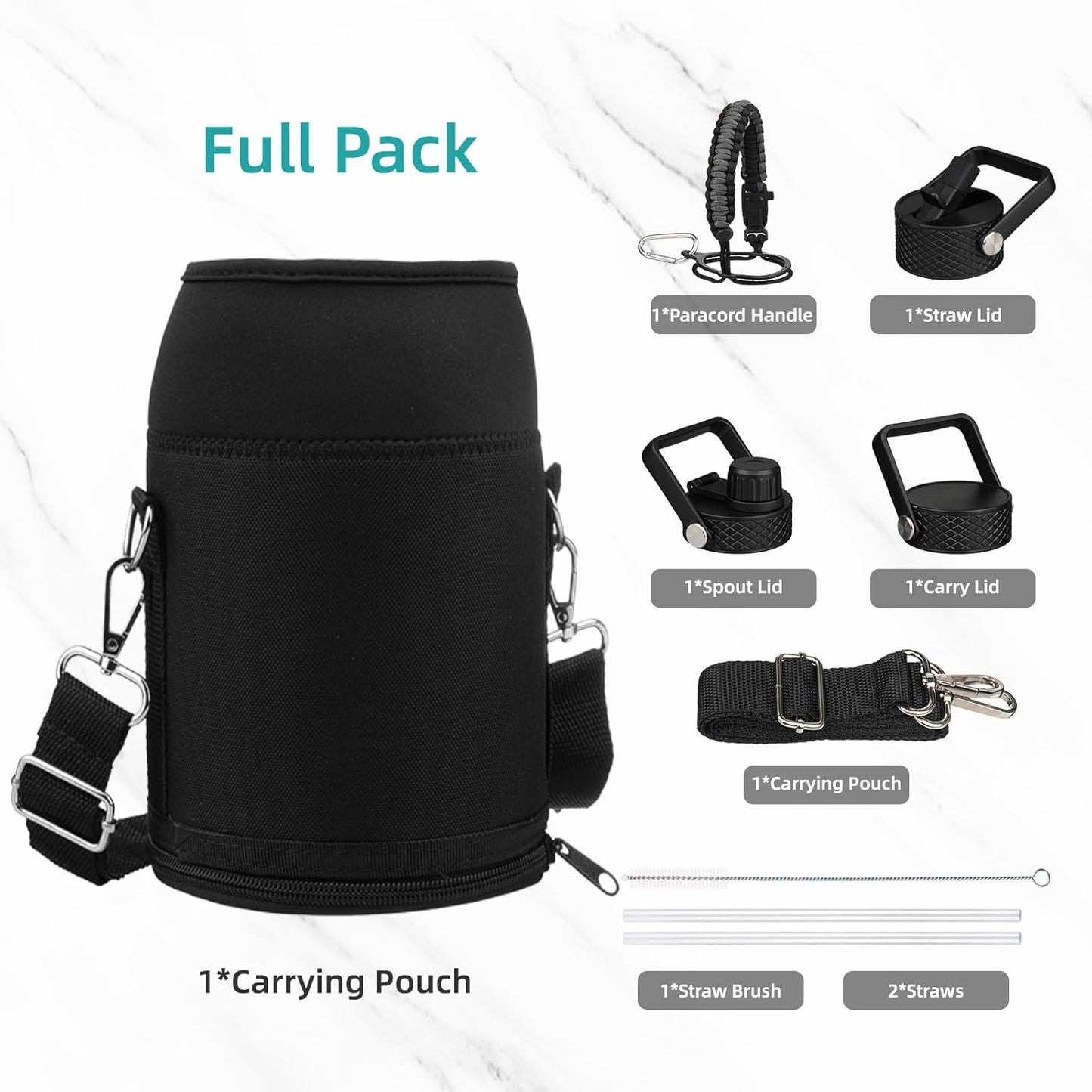 Half Gallon Insulated Water Bottle with Straw,64 oz 3 Lids Water Jug with Carrying Bag,Paracord Handle,Double Wall Vacuum Stainless Steel Metal Flask,Dark Red