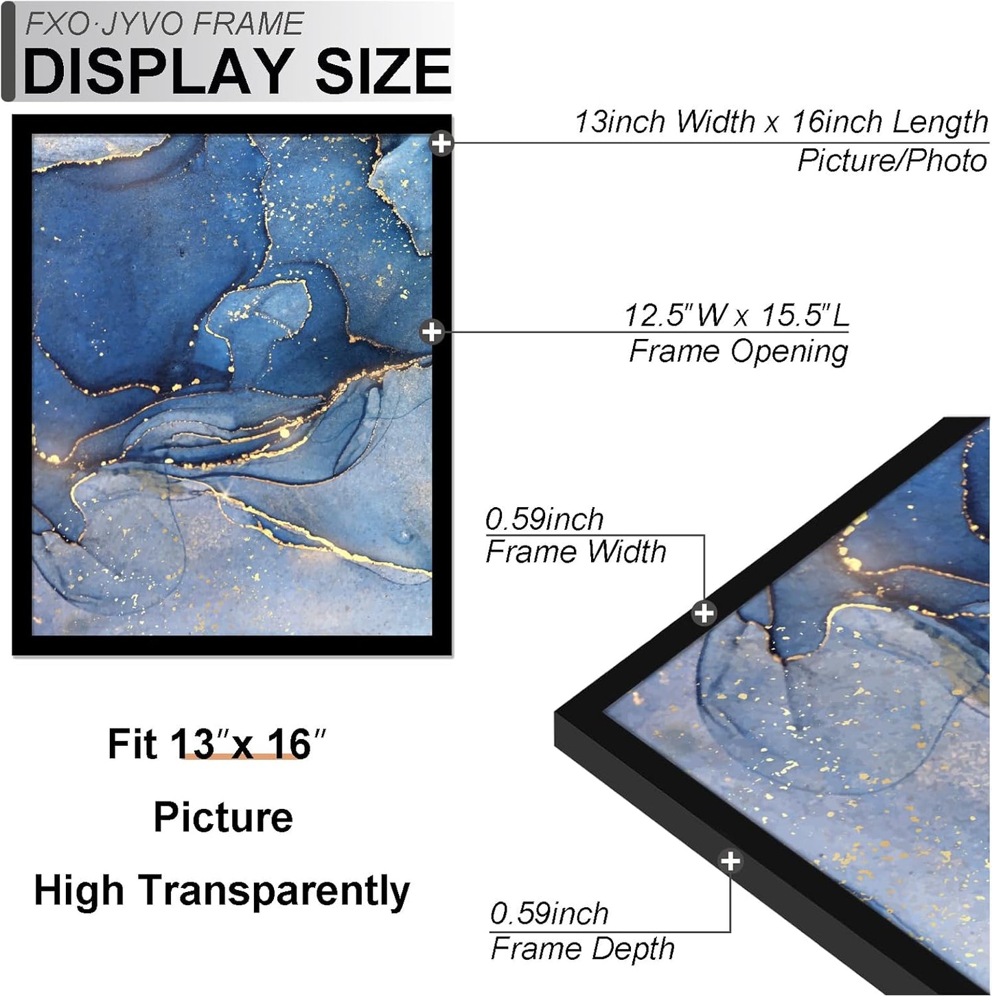 13x16 Picture Frame Set of 3, Black Frame for 13 x 16 Inch Picture Poster Photo, Light Weight and High Transparent 13 by 16 Frame for Wall - 3 Pack/Black/13 x16