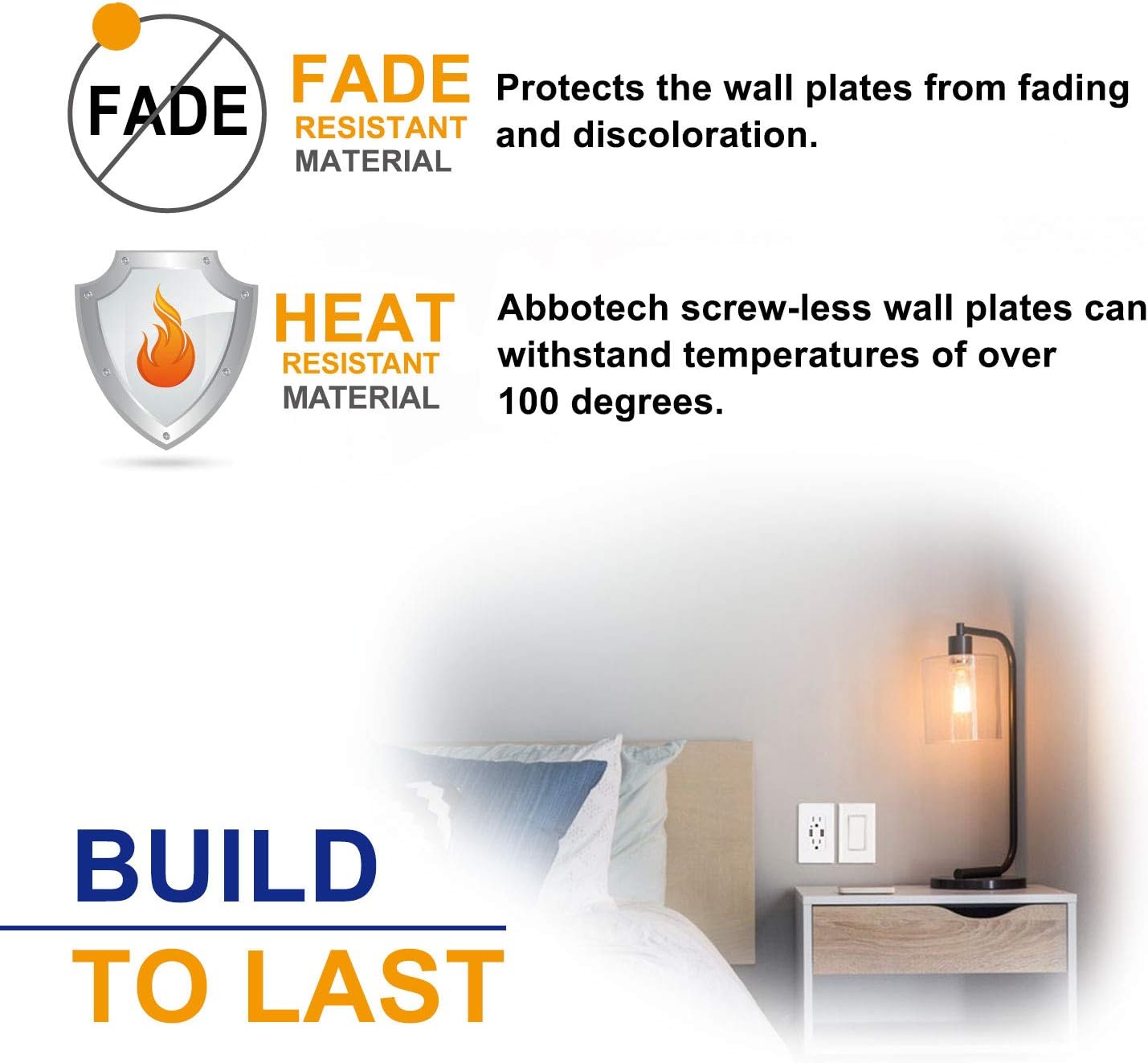 1-Gang Screwless Decorator Wall Plates, Child Safe Standard Size Outlet Cover, Unbreakable Polycarbonate Thermoplastic,Glossy White, 5 Pack,UL Listed