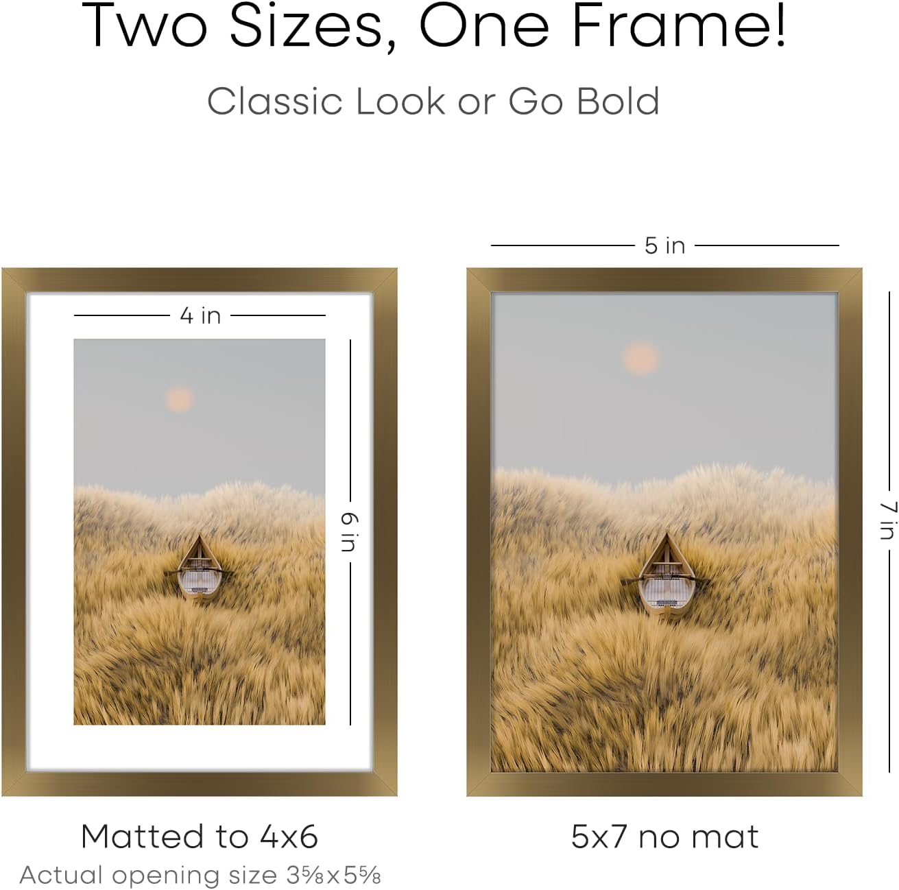 Homeforia 5x7 Picture Frame Bronze, High End Metal 5 x 7 Brass Frames with Mat 4 x 6 for Art, 5x7 Desk Frame Matted to 4x6 inch Photo, 5 by 7 Wall or Tabletop Frame, Tempered Glass, Wall Kit, Set of 3
