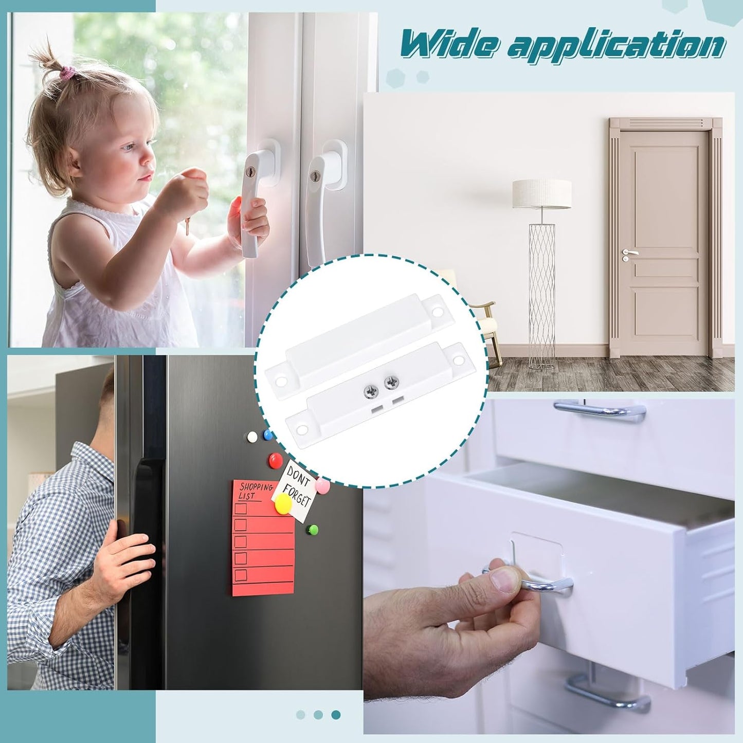 10 Sets NC Wired Surface Mounted Alarm Magnetic Door Contact Sensor Door Window Reed Switch Sensor with Double Side Tape for Security