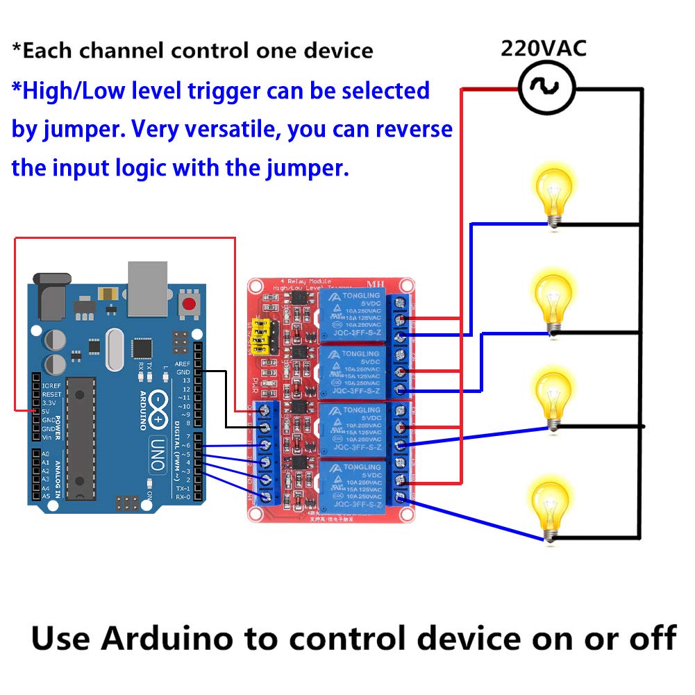 2PCS 4 Channel 5V Relay Module with Optocoupler High or Low Level Trigger Expansion Board for Raspberry Pi Arduino