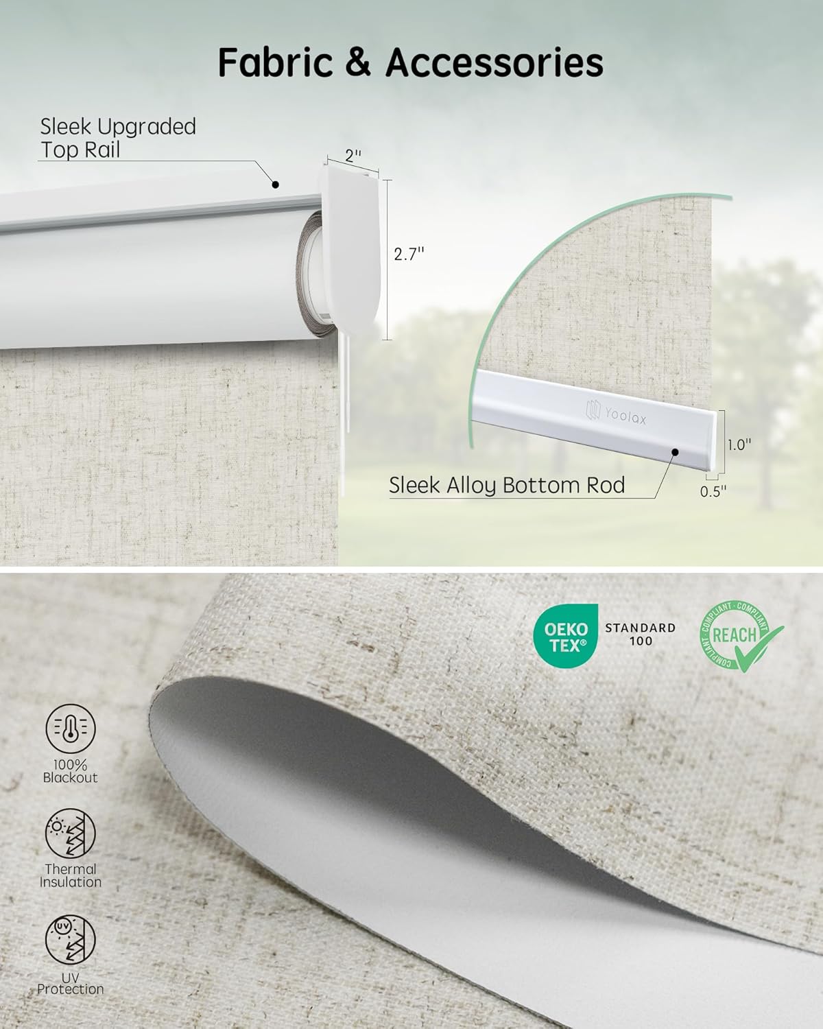 Yoolax Motorized Blinds with Remote, Blackout Smart Blinds for Windows Motorized Roller Shades, Automatic Window Blinds Compatible with Alexa Electric Blinds (Linen Beige, 30" W x 72" H)