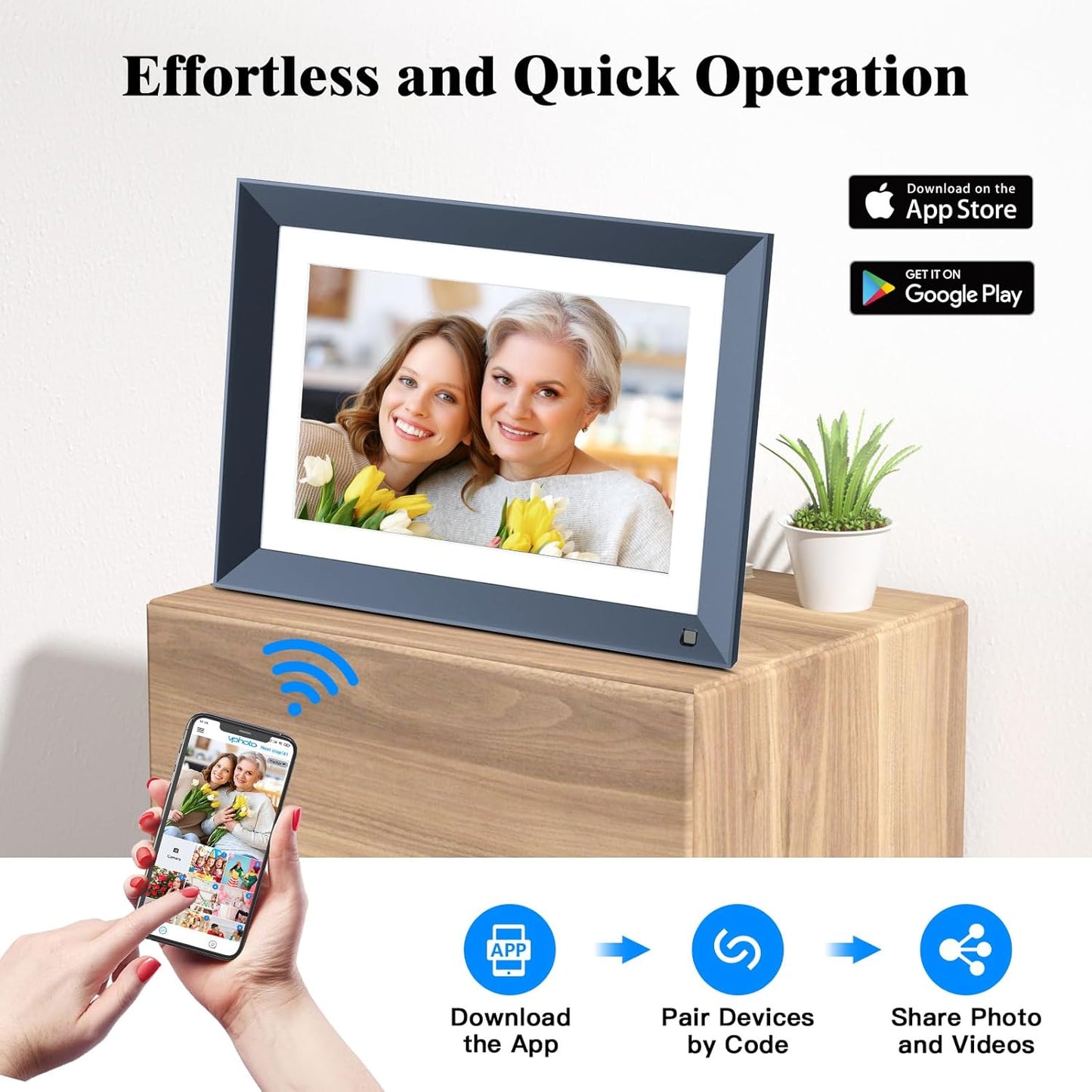 10.1-inch Digital Picture Frame Smart-Photo-Frame - Digital Frame with 1920 * 1200 IPS Touch Screen, Auto Rotate, 16GB Storage, Load Photos Videos from Phone via App or Email, Birthday Gifts for Mom