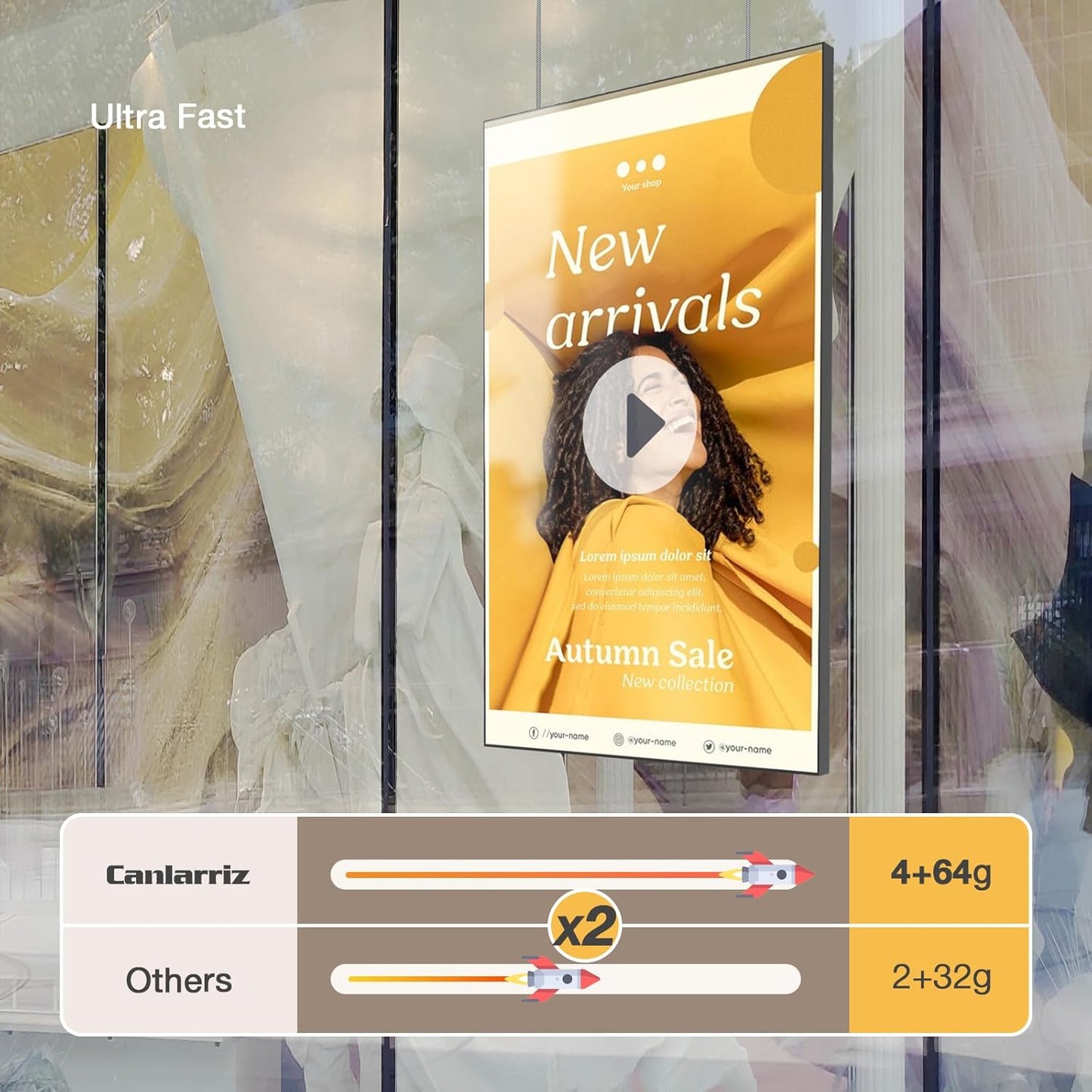 100inch Ultra-Slim Bezel-Less Digital Signage Display 4K HD 500 Nits Wall-Mountable Digital Signage Monitor 4+64G Android System HDMI Connectivity Ideal For Wayfinding Advertisingand More