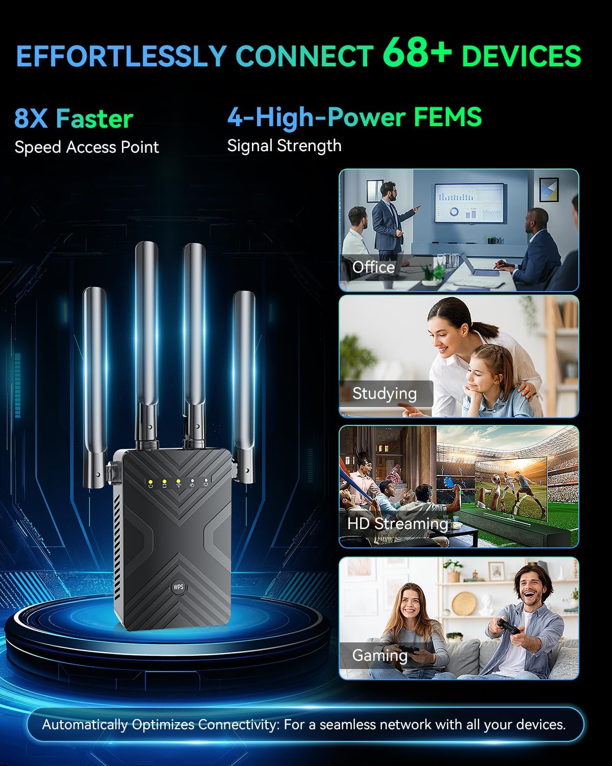 2026 WiFi Extender Signal Booster for Home - 8X Faster Internet Booster with Ethernet Port, Covers 15888sq.ft & 1-Tap Setup, Wireless Repeater Amplifier Supports 68＋Devices