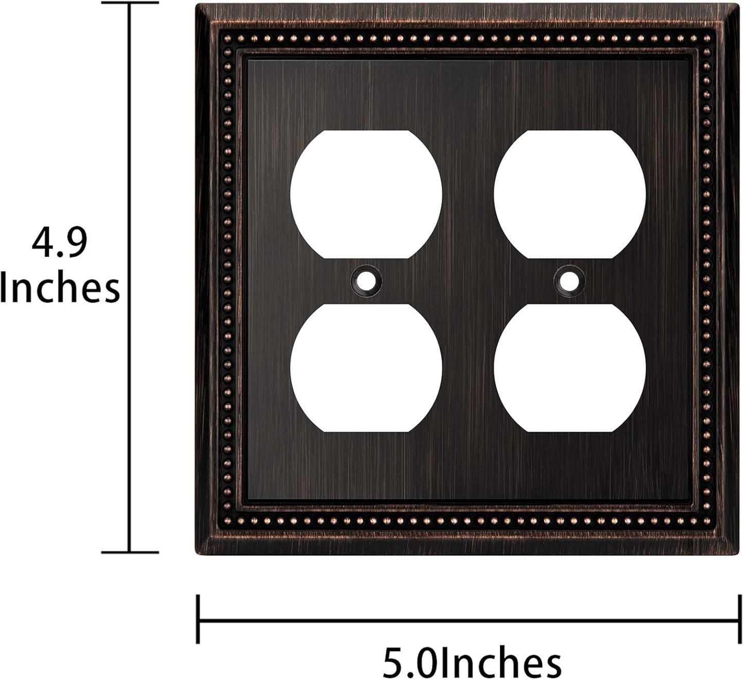 Henne Bery Sunken Pearls Decorative Wall Plate Switch Plate Outlet Cover (Double Duplex, Aged Bronze)