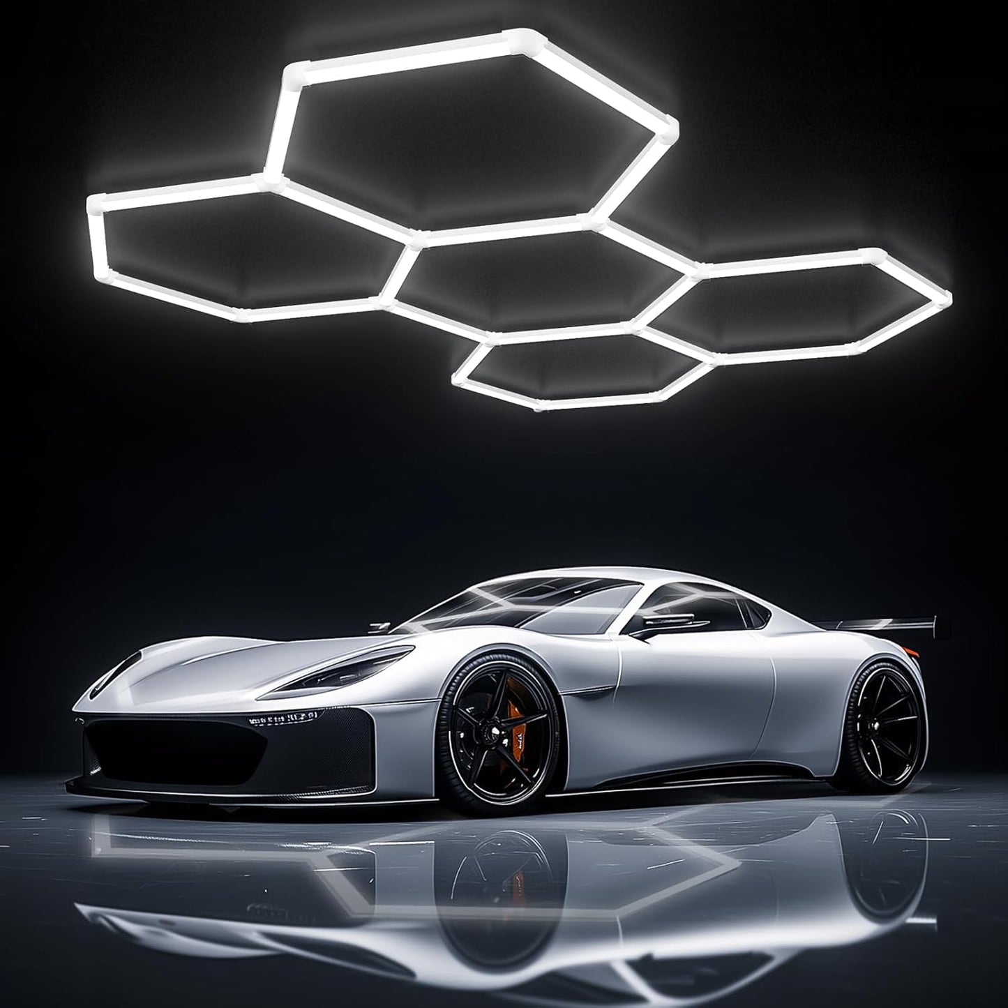 Hexagon Garage Lights - Bigger Size Hexagon Lights 200W LED,5000K 24000LM,Hex Lighting for Car Detailing,Workshop,Basement,Gym,Barber, Garage Ceiling led Light 25 Pack