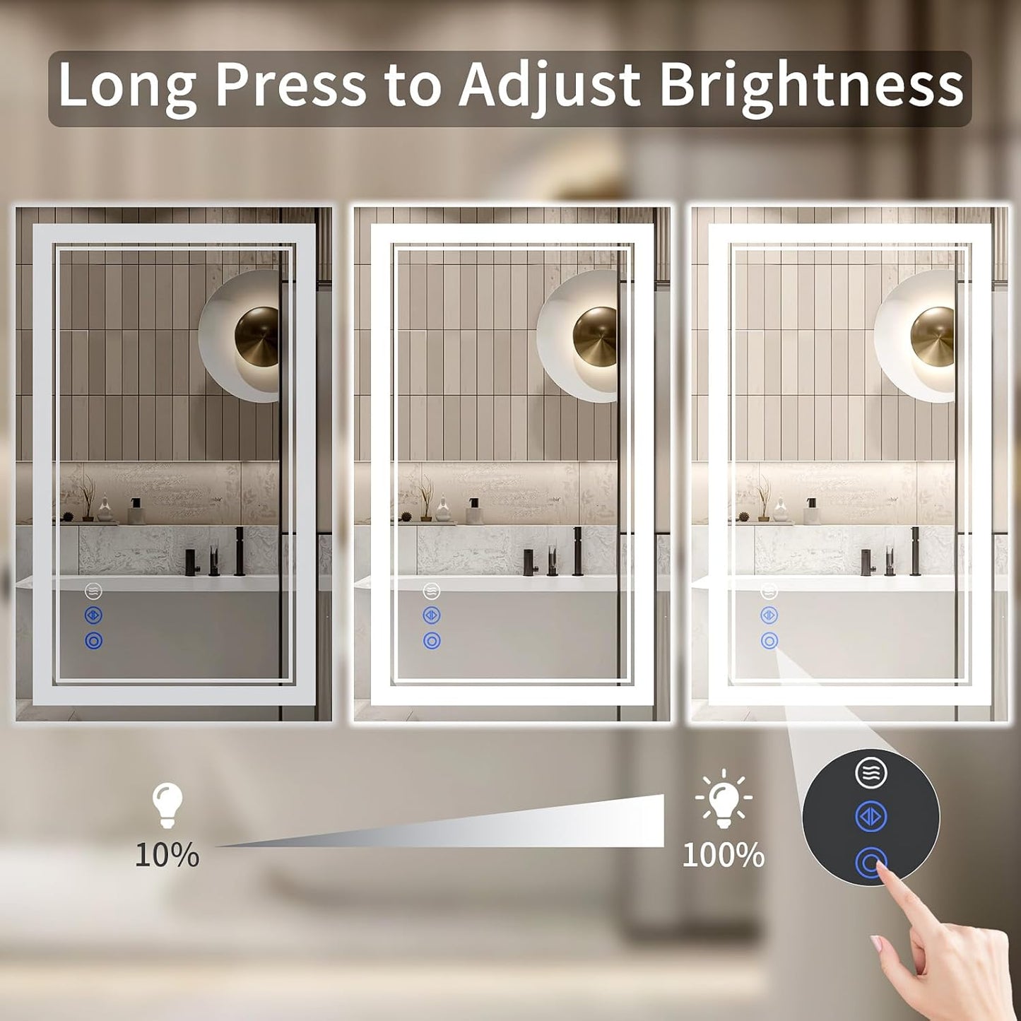 22"x30" LED Bathroom Mirror with Lights, Anti-Fog, Backlit + Front Lit, Dimmable, Led Vanity Mirror for Wall, Lighted Bathroom Mirror, 3 Colors, Shatter-Proof Tempered Glass