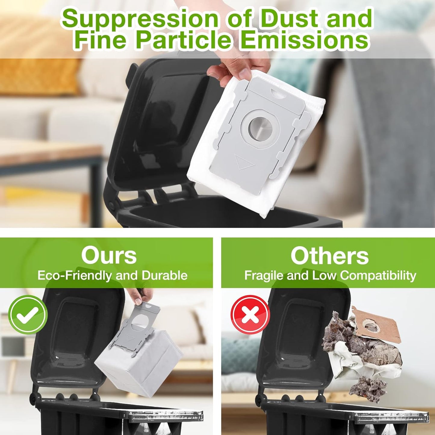 20 Pack Vacuum Bags for iRobot Roomba, Effective Dust Filtration, Compatible with i3+ i4+ i5+ i6+ j6+ i7+ j7+ i8+ J8+ J9+ s9+ 104 105 405 505 705 Combo & All Clean Base Auto Dirt Disposal bag