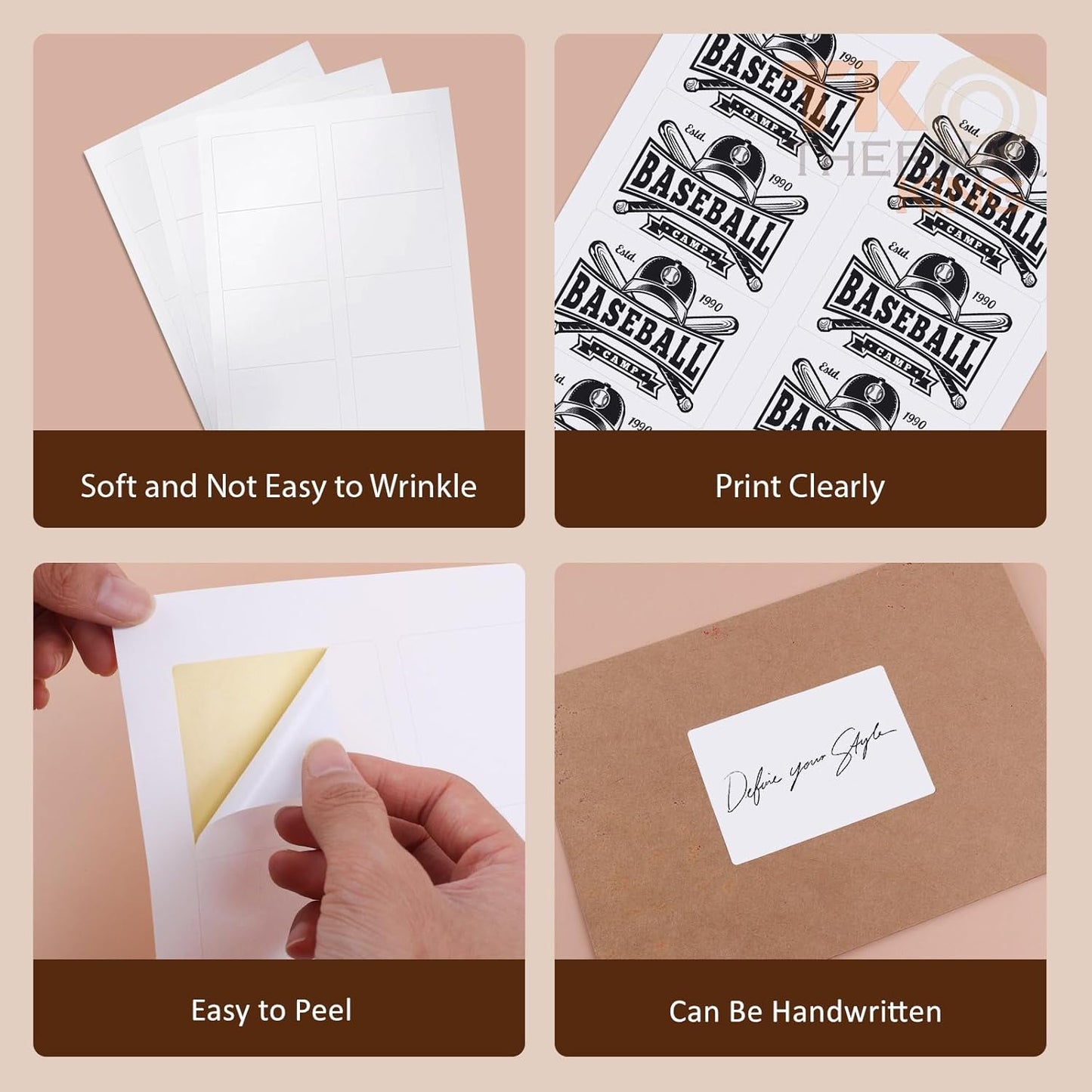 2-1/3" x 3-3/8" 100 Sheets White Blank Printable Adhesive Name Tags for Laser & Inkjet Printers (8 Labels/Sheet, Total 800 Labels)