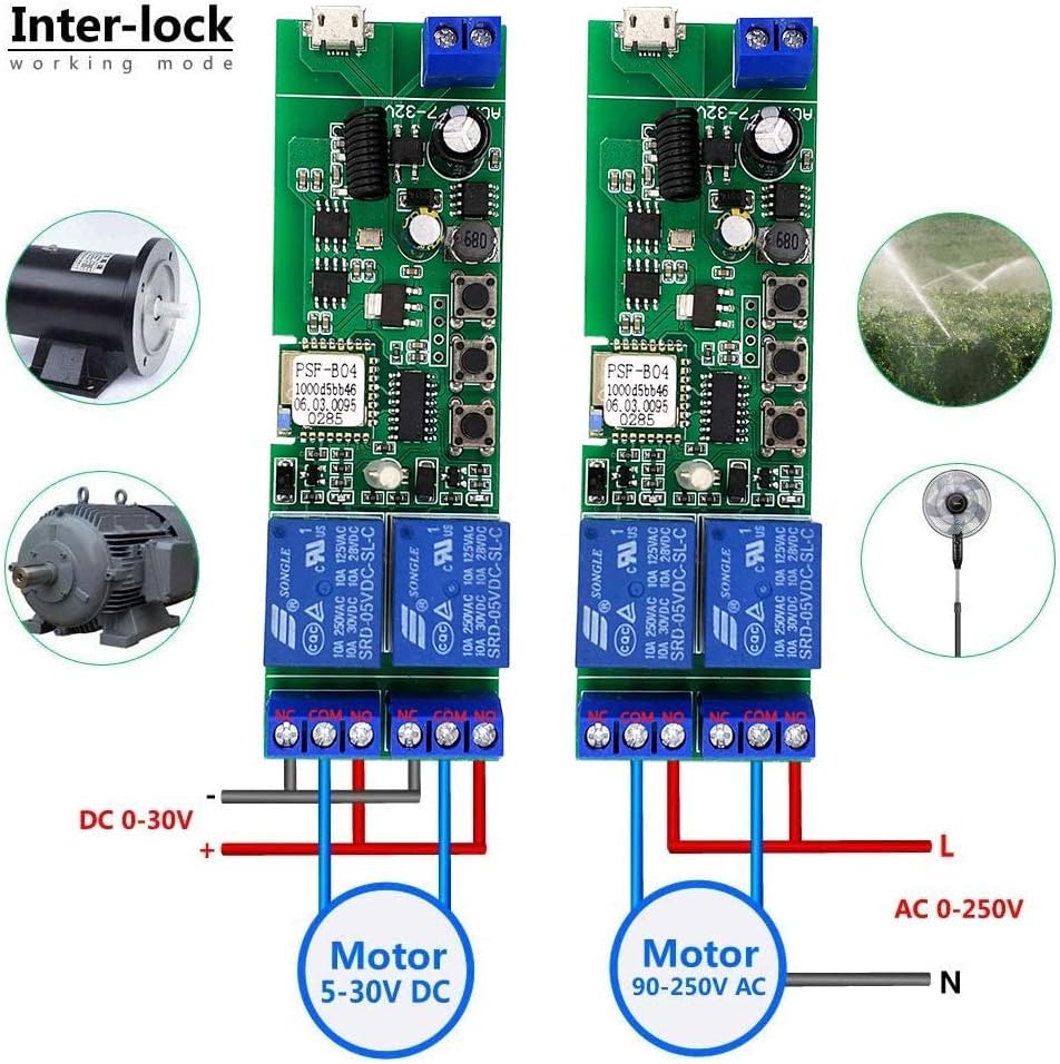 2 channelsWiFi Wireless Smart Switch Inching Self-locking Relay Module, be applied to access control Tuya SmartLife APP,DIY WIFI Garage Door Opener With 433 MHz RF remote control