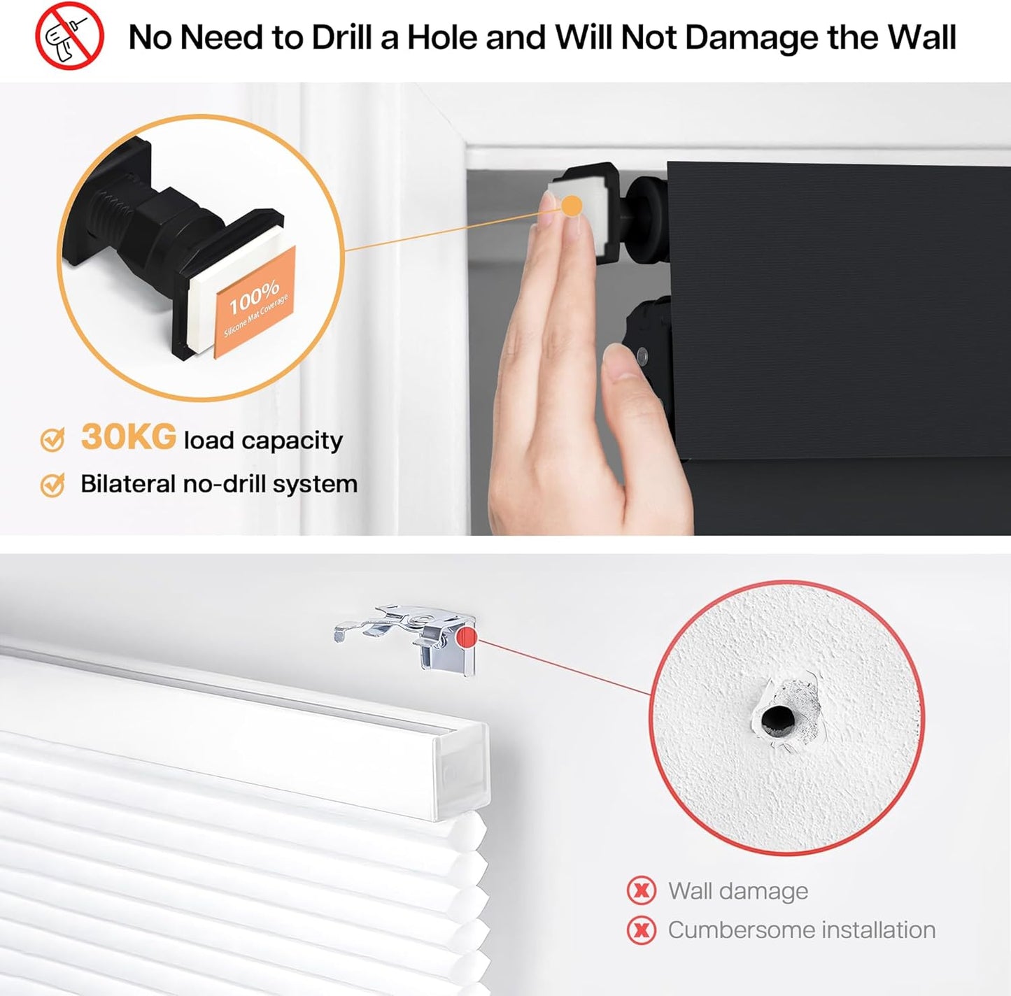 LazBlinds No Drill Blinds for Indoor Windows, Blackout Roller Shades, Cordless Window Blackout Blinds, Thermal Insulated Fabric UV Protection for Home and Office, 25" W x 48" H, Black
