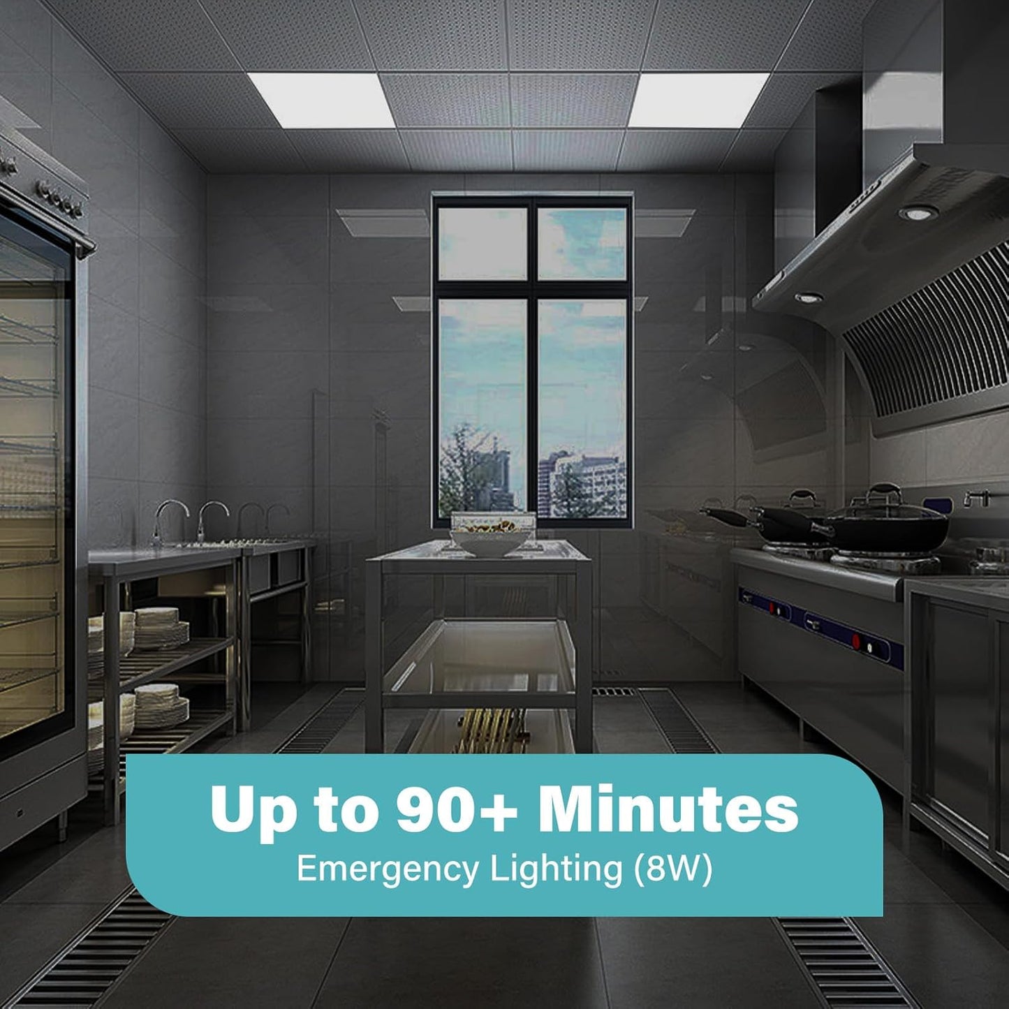 2 Pack 2x2 LED Flat Panel Light with Emergency Battery Backup, Up to 1.5H of Power Support at 8W Output, 0-10V Dimmable, 3000/4000/5000K and 20/30/40W Selectable, UL & ETL
