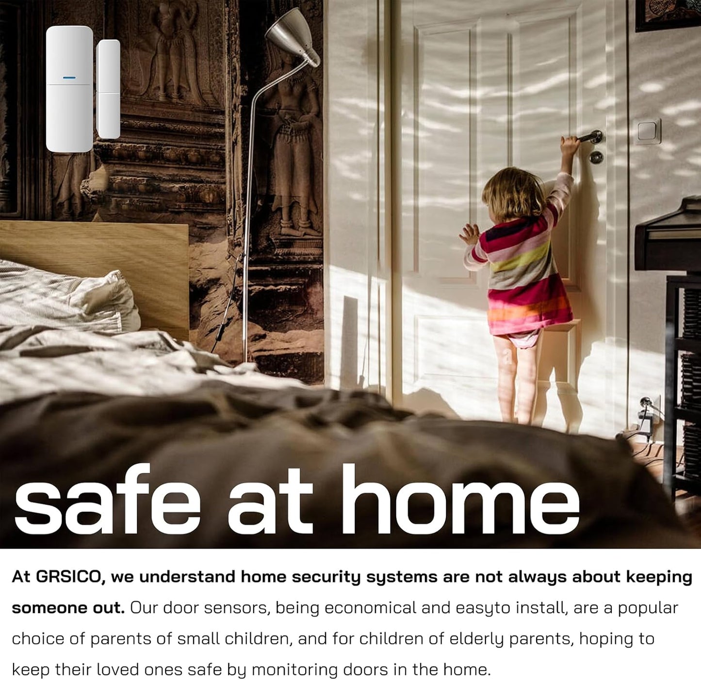 Home Alarm System 5-Piece kit, Door Window Sensors WiFi Slient Alarm System for Kids Safety, Wireless Home Alarm Security System DIY, No Contract, App Alert for Home Apartment, 2.4G WiFi Only