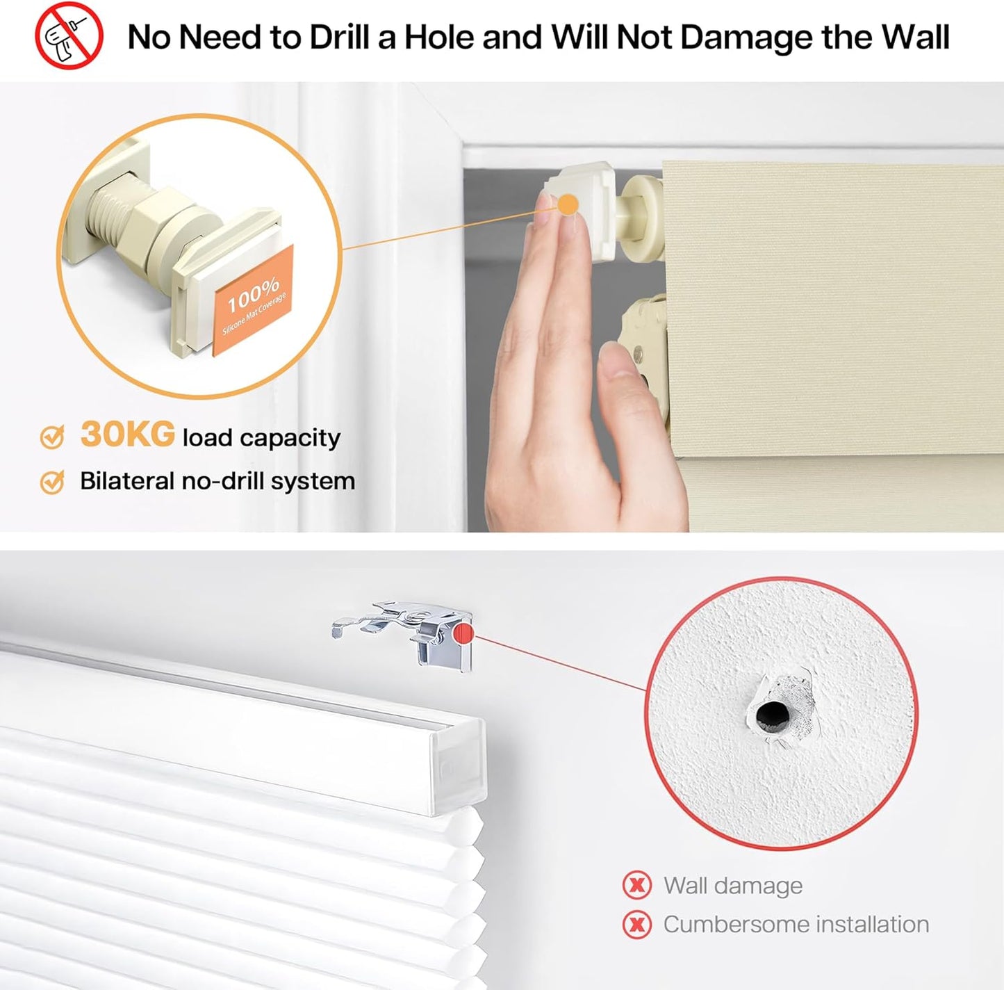 LazBlinds No Drill Blinds for Indoor Windows, Blackout Roller Shades, Cordless Window Blackout Blinds, Thermal Insulated Fabric UV Protection for Home and Office, 21" W x 72" H, Beige