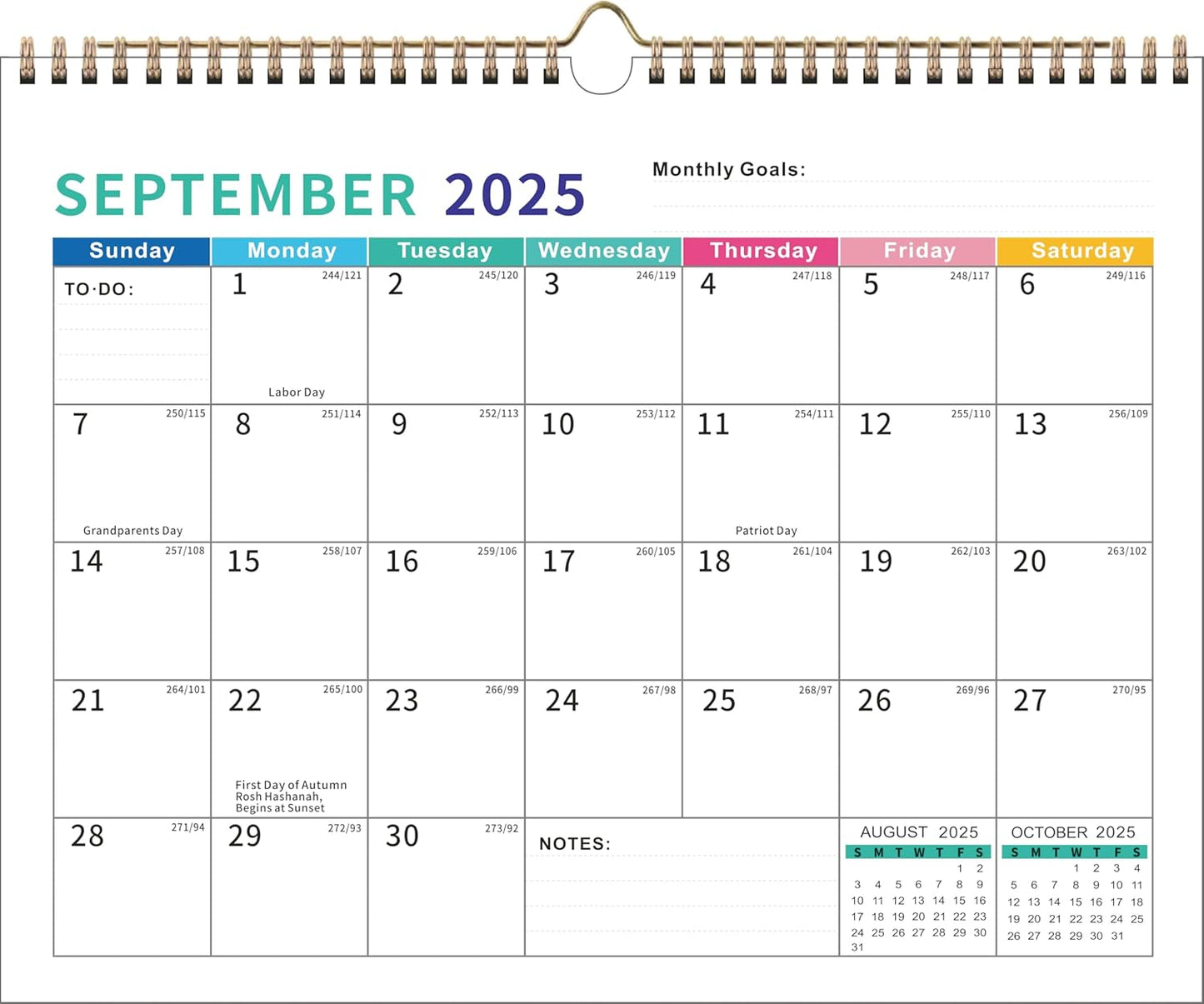 2025-2026 Wall Calendar – Runs 18 Months Until December 2026, Vibrant Monthly Planner with Julian Dates & Spacious Blocks, Durable Thick Paper, Ideal for New Year or Christmas Gift