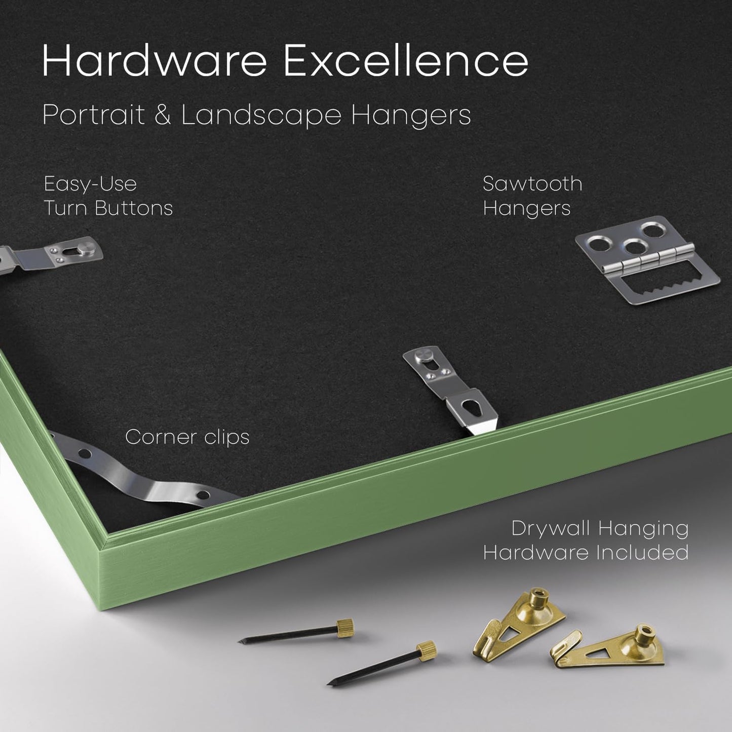 Homeforia A4 Picture Frame Sage Green, High End Metal 8.3 x 11.7 inch Poster Frames with Mat 5.8 by 8.3 Art, A4 Size Frame Matted to A5 Photo, 8.3x11.7 Wall or Tabletop Frame, Tempered Glass, Set of 2