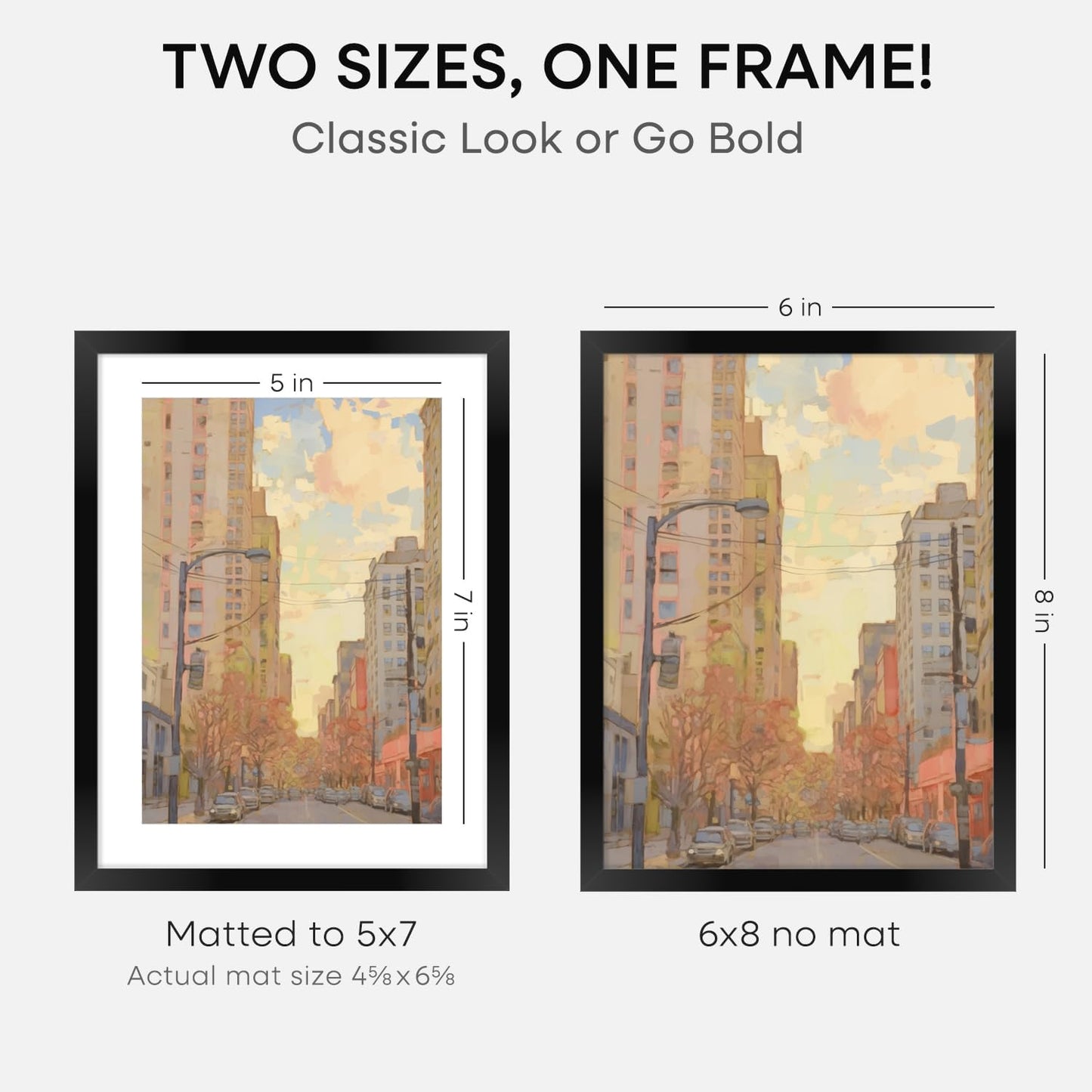 Homeforia 6x8 Picture Frame Black, High End Metal 6 x 8 Black Frames with Mat 5 x 7 for Art, 8x6 Desk Frame Matted to 5x7 inch Photo, 6 by 8 Wall or Tabletop Frames, Tempered Glass, Wall Kit, Set of 3