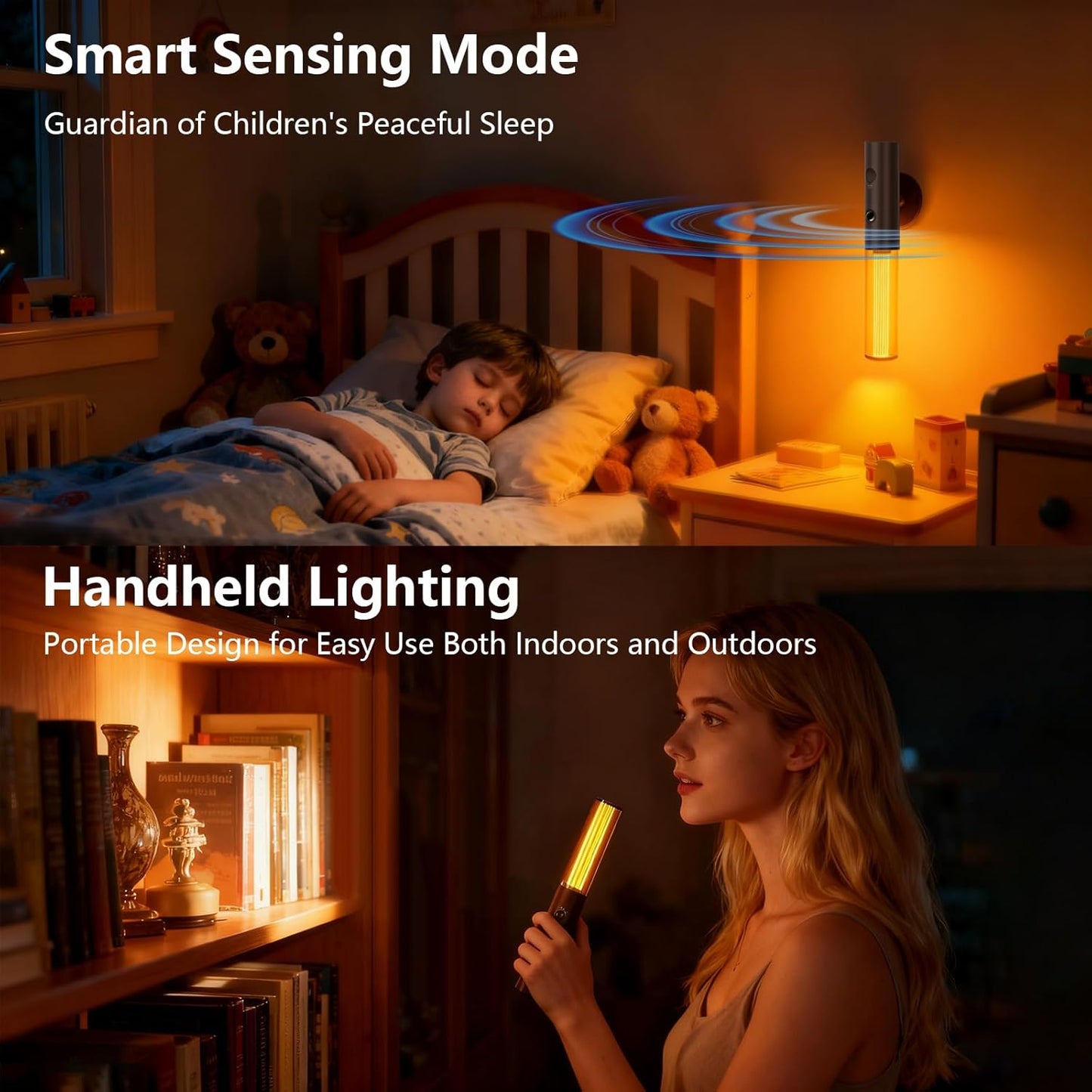 2Pack Motion Sensor LED Night Lights, Rechargeable Battery Operated Indoor Smart Motion Detector Nightlights with 3 Modes&3 Brightness, Auto Body Sensor Dimmable Wall Lamps for Closet Stairway Cabinet
