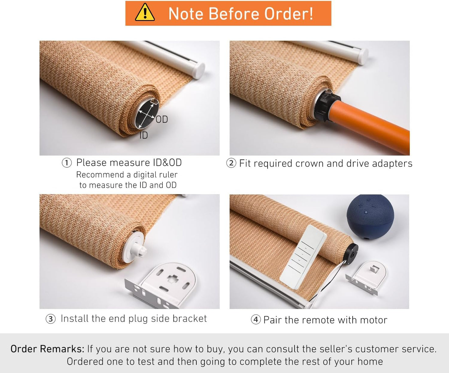 110V/120V Tuya WiFi 35mm Roller Blinds Motor Wired, 6N 20rpm, Smart Google Alexa APP Electric Remote Control Motorized Roller Blinds