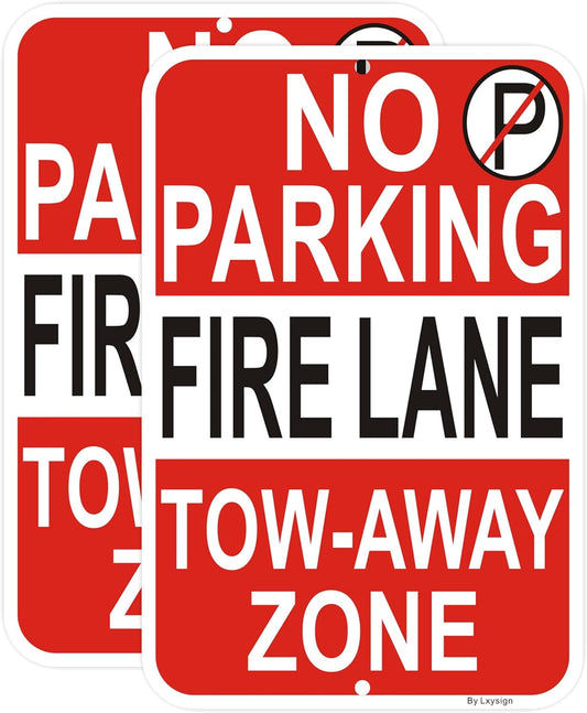 2 Pack No Parking - Fire Lane Sign | 12 x 18 Inches Reflective Sheeting Rust Free Aluminum, UV Protected, Weather/Fade Resistant, Indoor/Outdoors Use