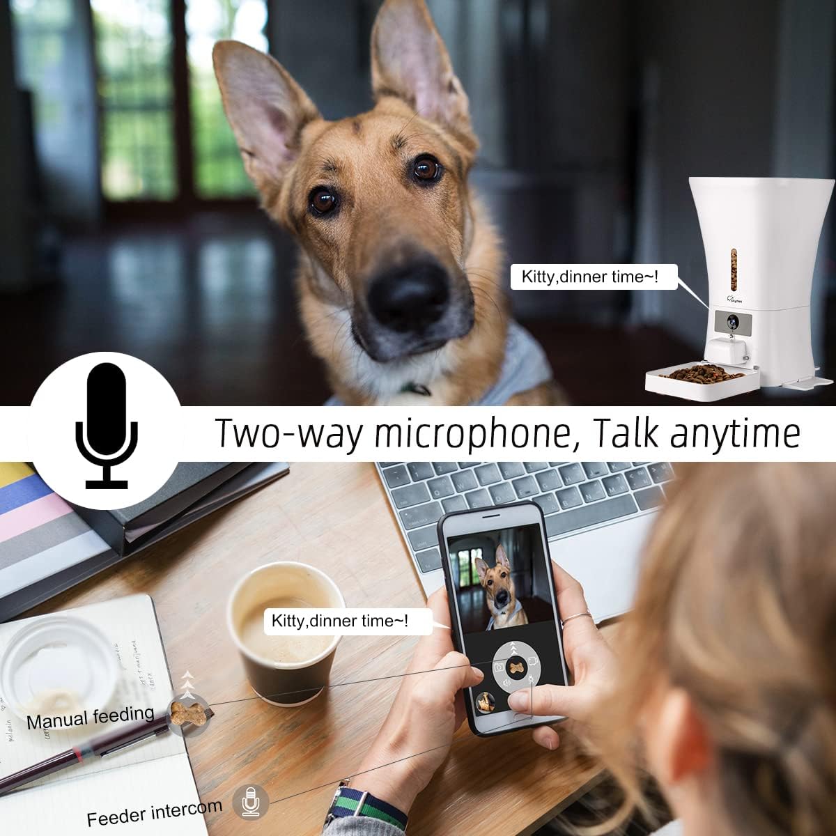 12L 5G WiFi Aautomatic Dog Feeder Large Breed & Automatic cat feeders 1080P Full HD Pet Camera Treat Dispenser Food Dispenser