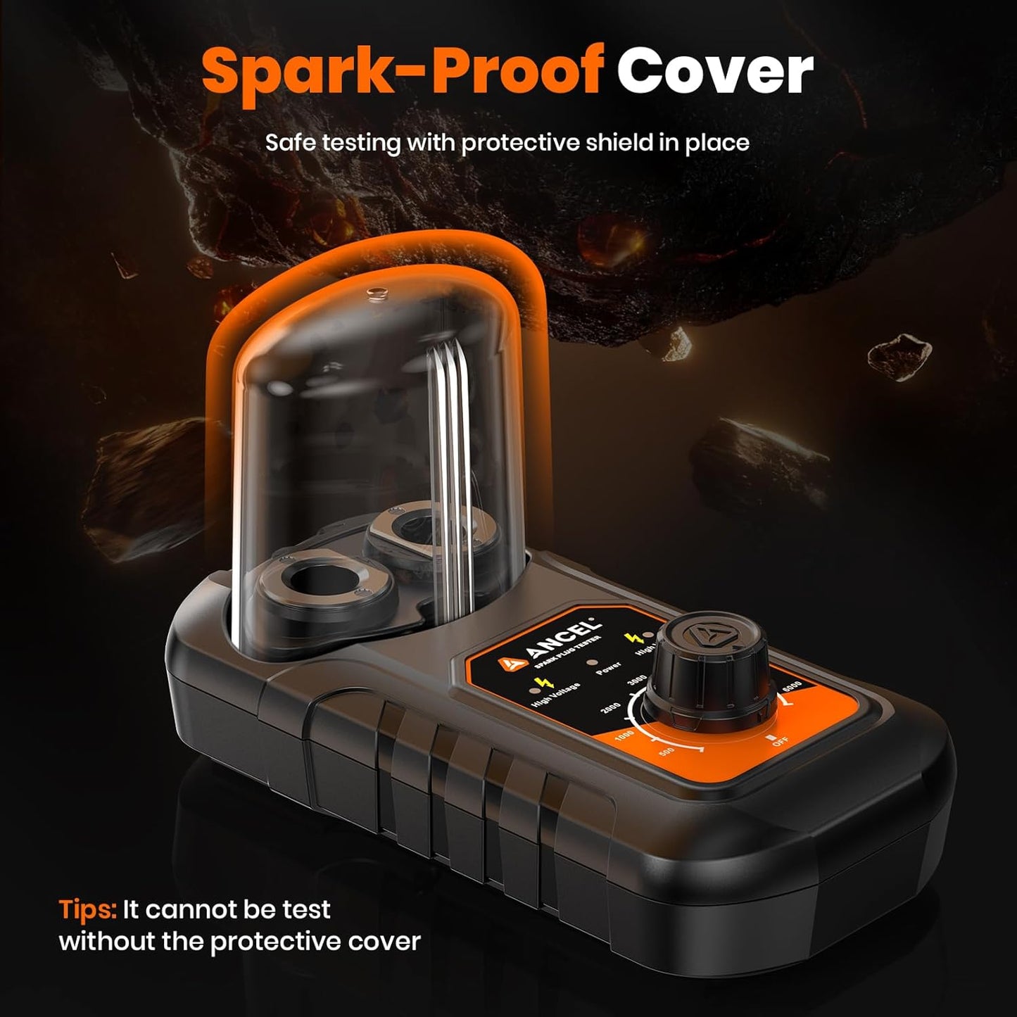 (Upgraded SP02) ANCEL SP21 Spark Plug Tester, Dual Holes Test Spark Plug Tool, Car Motorcycle Engine Ignition Tester 0 to 6000RPM Spark Tester Socket with Mistake-Proof Design