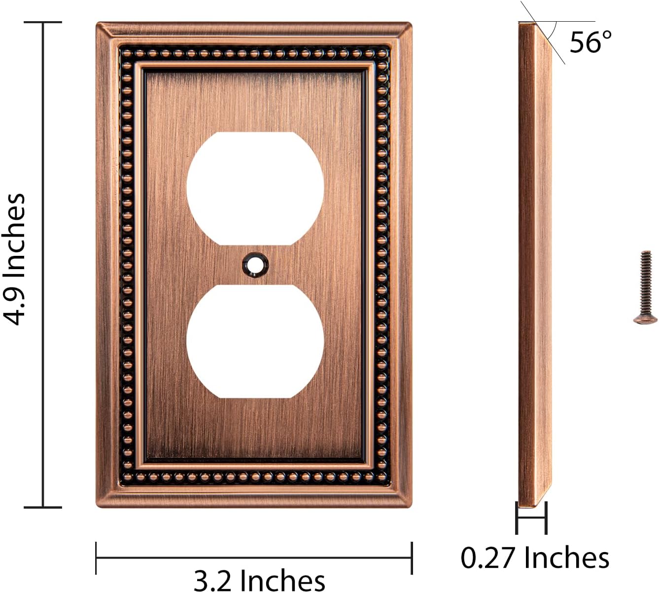 Henne Bery Sunken Pearls Heavy Duty Decorative Wall Plate Switch Plate Outlet Cover (Single Duplex, 2 Pack, Antique Copper)
