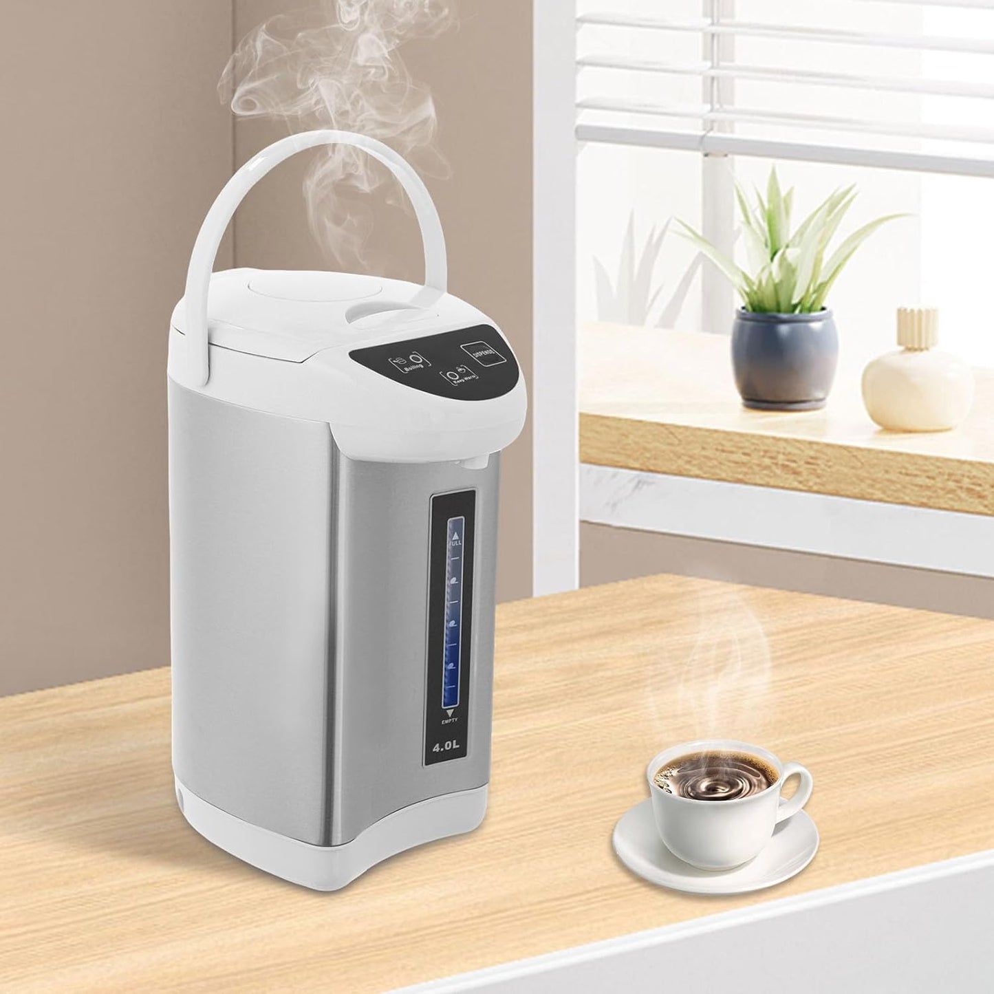 110V Electric Kettle, 750W Stainless Steel Water Boiler Warmer, 4L/135oz Multi Function Smart Electric Kettle with Removable Water Tank and 3 Water Dispensing Modes for Home Offices