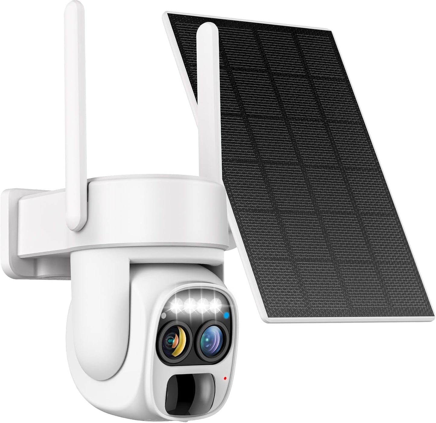 Hawkray Pannel Solar Wireless Outdoor Battery Security Camera， Dual-Lens, 10xZoom, 2K Resolution 3MP 360°Pan/Tilt，2.4&5G WiFi Powered Camera