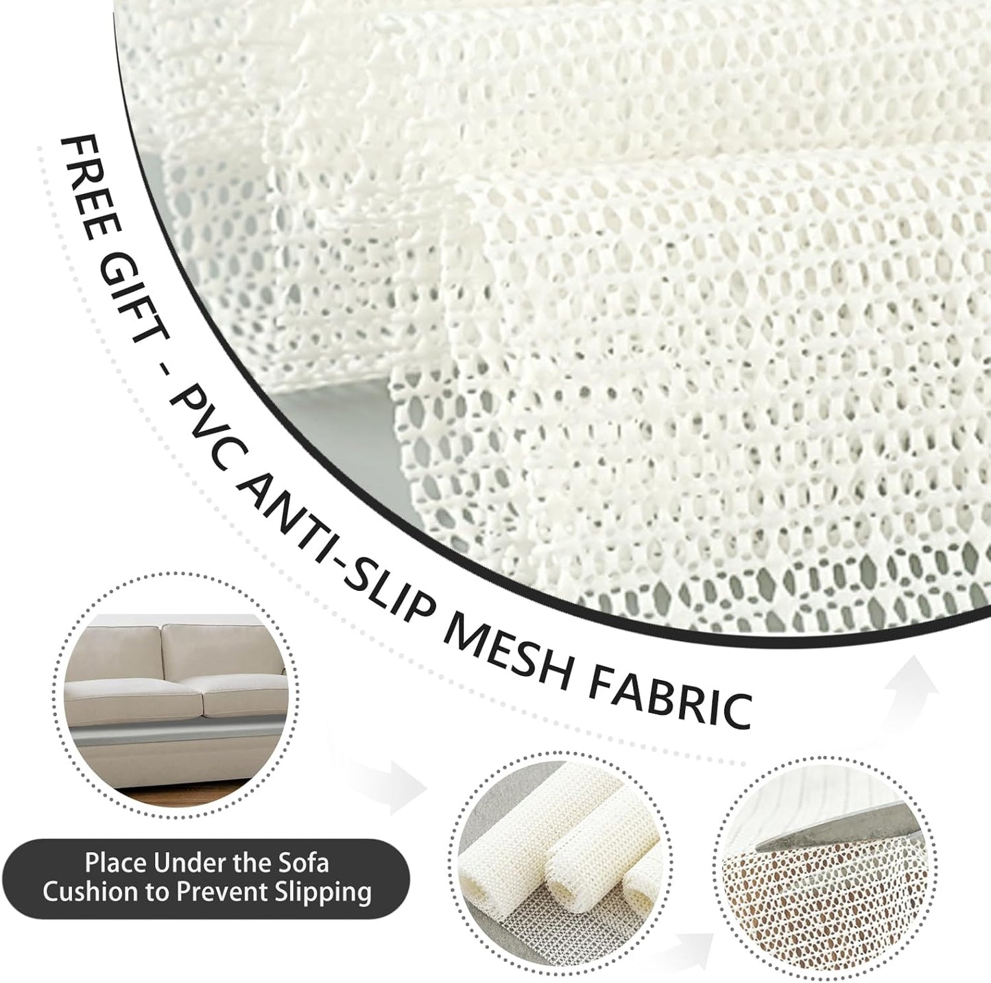 HAVARGO Couch Cushion Support High Density Foam 22X22X2.4 Inches Sofa Couch Supports for Sagging Cushions Light Grey 3Pc with Anti Slip Mesh Fabric