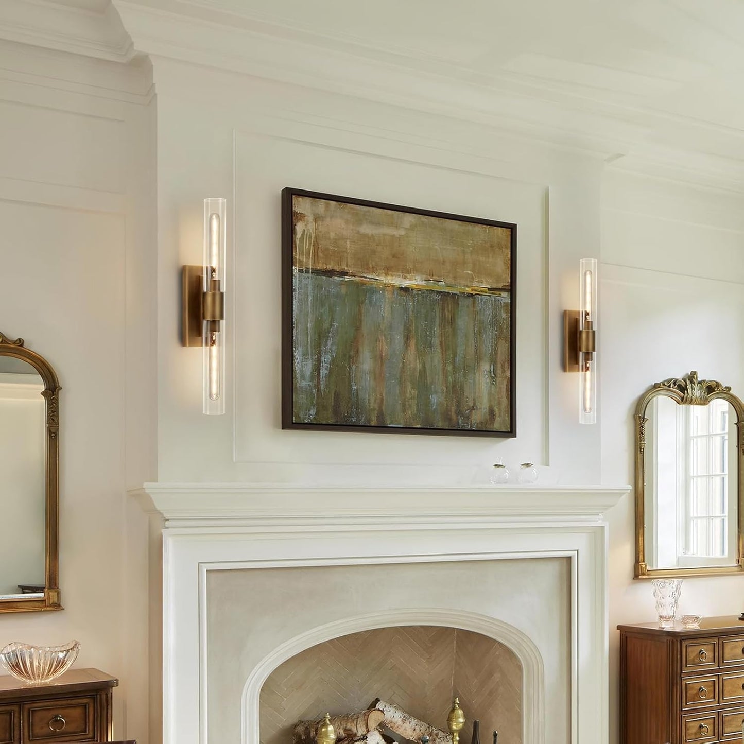 24.8" L Minimalist Style Wall Sconces Set of 2, Brass Wall Lights Fixtures Morden Cylinder Wall Light for Bathroom Vanity Light Indoor Wall Mounted Lamps for Living Room,Bedroom,Hallway