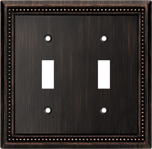 Henne Bery Sunken Pearls Heavy Duty Decorative Wall Plate Switch Plate Outlet Cover (Double Toggle, Aged Bronze)