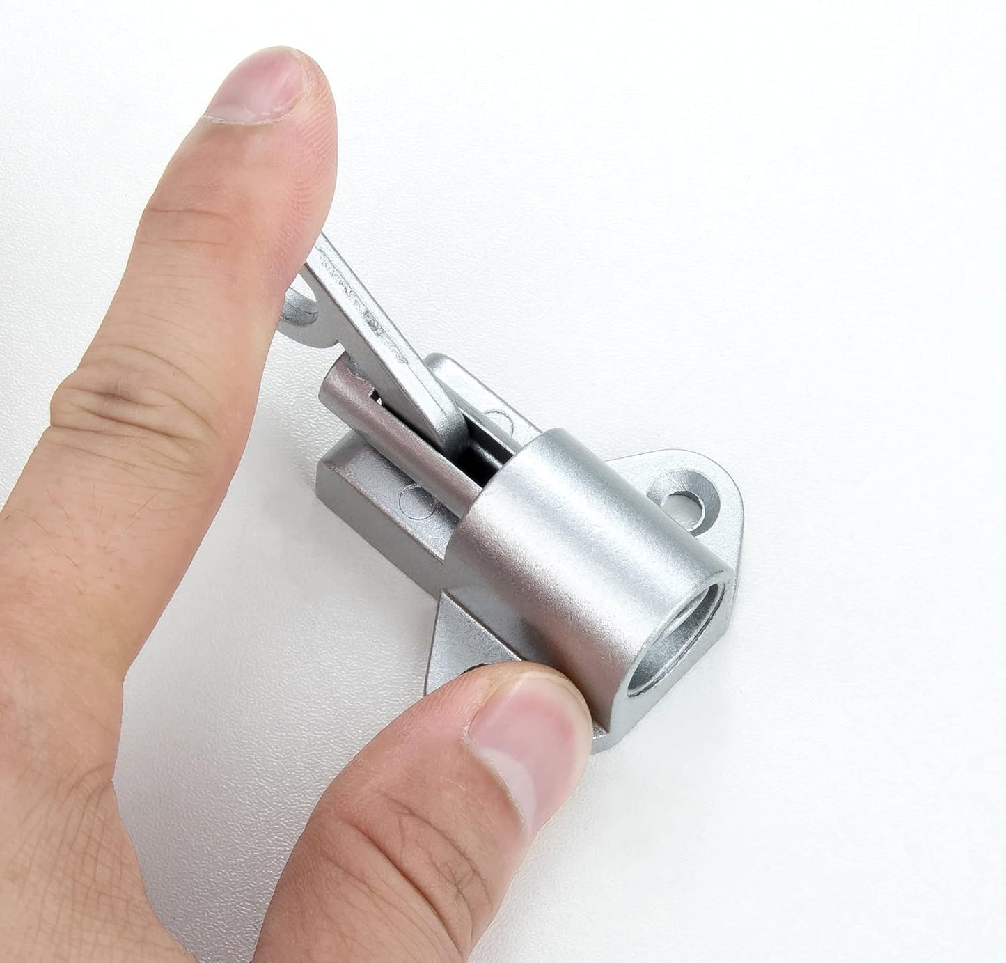 10 Packs Self-Closing Latches，Silver Gray Spring Door Lock，Resilient Bolt Latch Aluminum Alloy Safety Automatic Spring Barrel Slide Door Lock with Screws,Used for Gate,Window and Cabinet etc