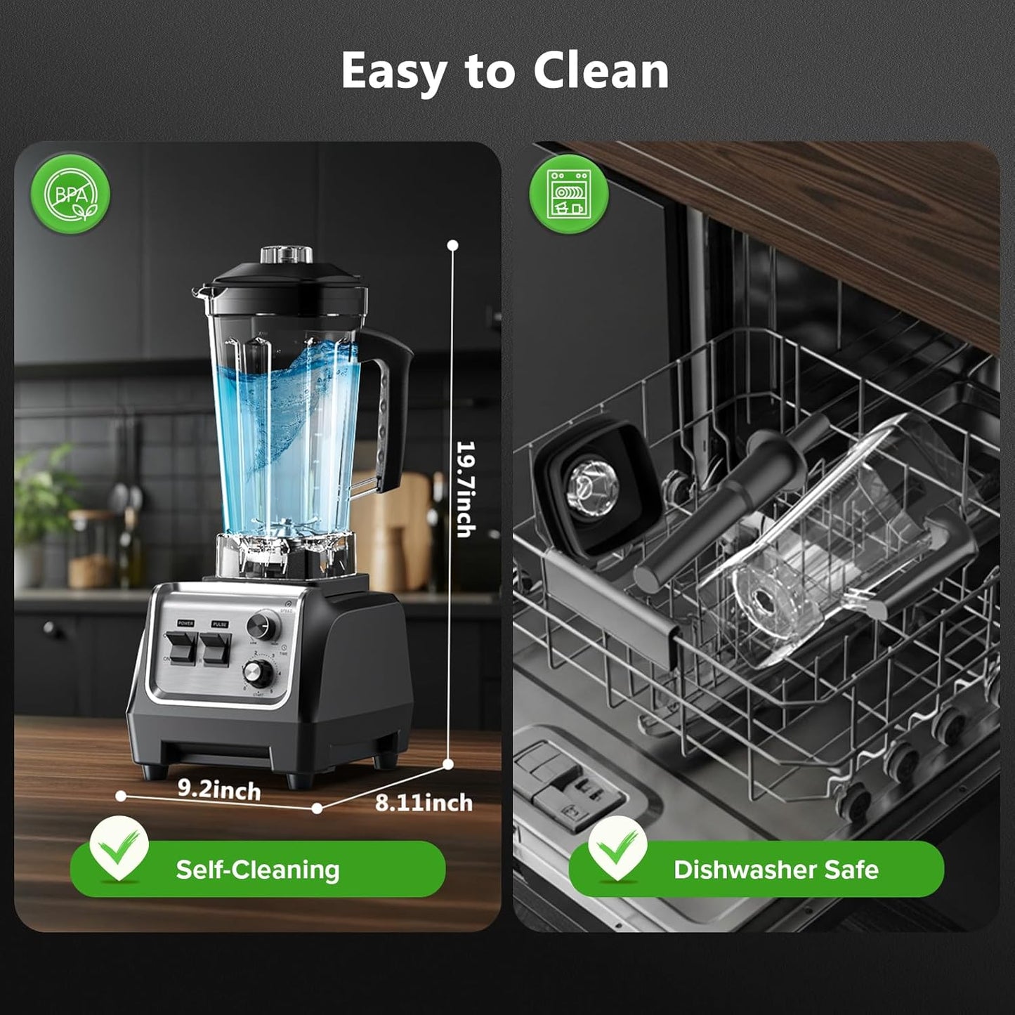 1800W Blender for Smoothies with 70oz Pitcher & 20oz Grinder 28000 PRM High-Speed Countertop Blenders for Kitchen 10-Speed & 1-5 Min Timer for Ice Crushing Frozen Fruits Nut Butter Puree