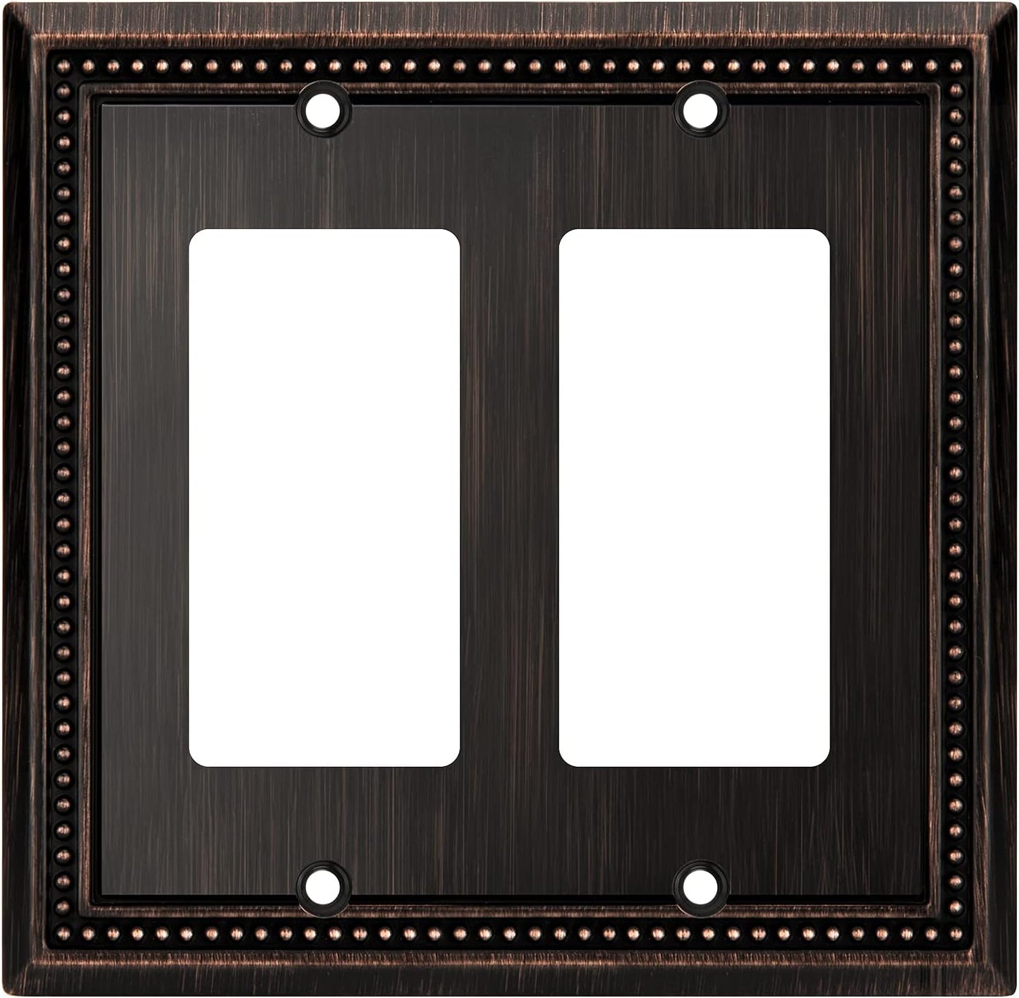 Henne Bery Sunken Pearls Heavy Duty Decorative Wall Plate Switch Plate Outlet Cover (Double Decorator, Aged Bronze)