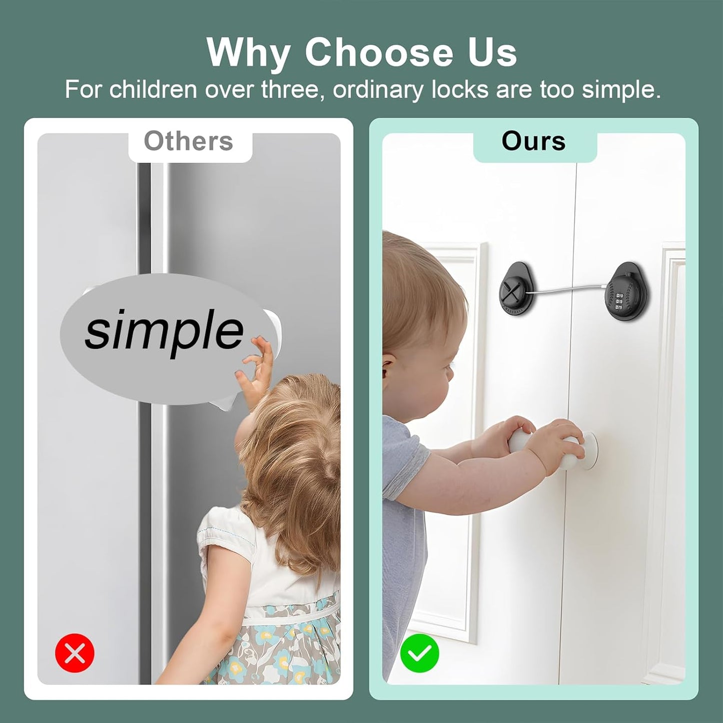 2 Pack Latest Baseball Style Child Safety Refrigerator Lock with 3 Digit Combination Code; Baby Proofing Cabinet Latches for Fridge, Closet, Drawer & Freezer (Black)