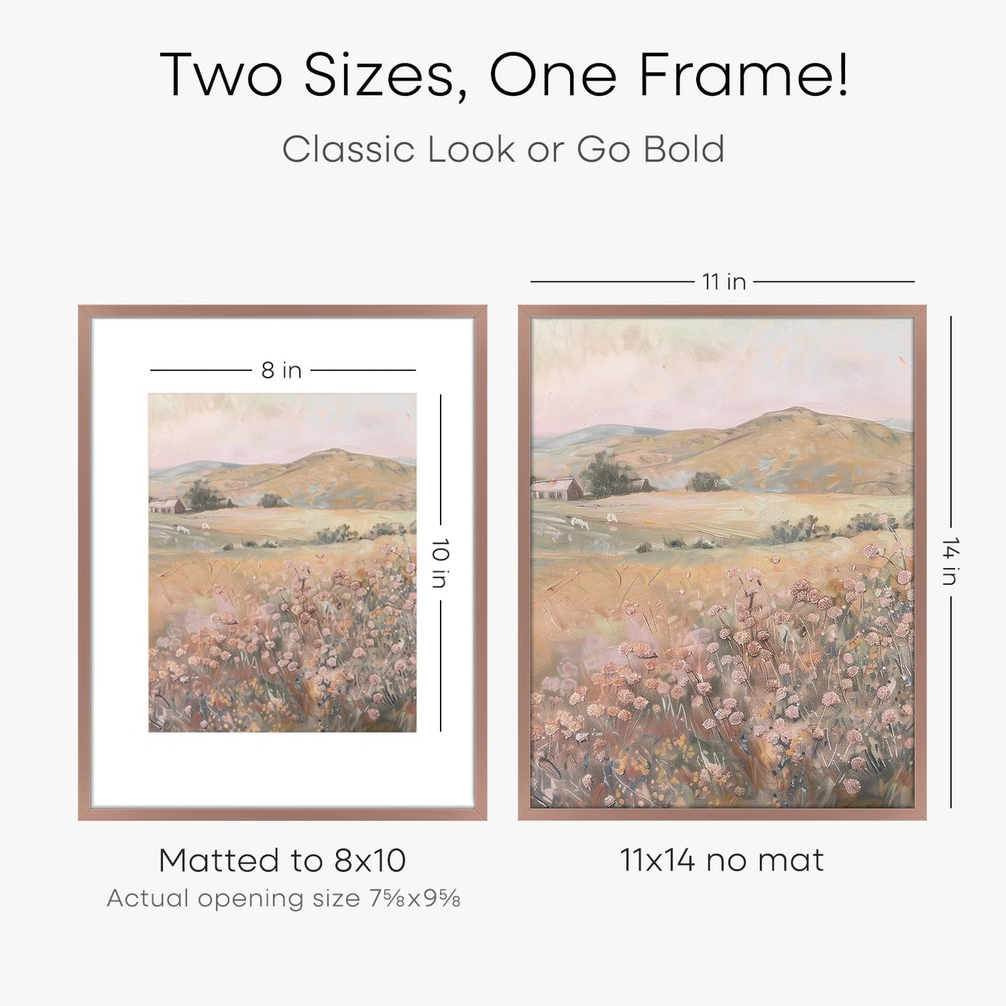 Homeforia Mocha 11x14 Picture Frame, High End Metal 11x14 Poster Frames with Mat 8x10, 11 x 14 Mocha Frame Matted to 8 x 10 inch Photo, 11 by 14 Thin Hanging Frames, Tempered Glass, Wall Kit, Set of 1