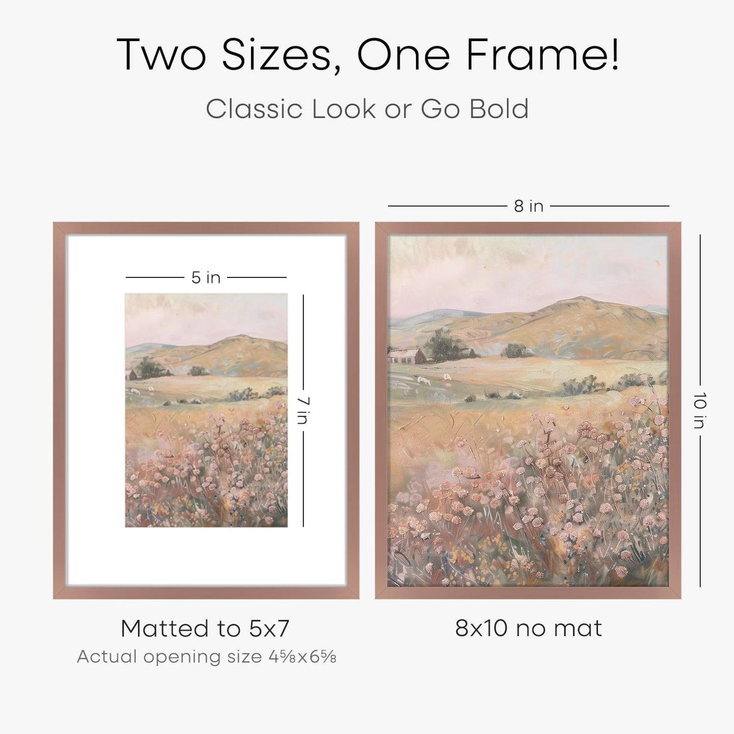 Homeforia Mocha Picture Frames 8x10, High End Metal 8 x 10 Photo Frame with Mat 5 by 7 Art, 10x8 Mocha Frame Matted to 5x7 inch Print, 8by10 Wall or Tabletop Frames, Tempered Glass, Wall Kit, Set of 1