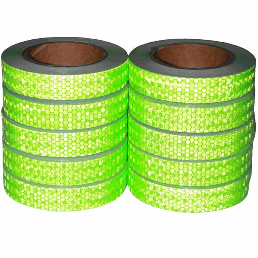 Green Reflective Tape Outdoor Waterproof 1 inch Wide, High Visibility Warning Industrial Marking Tape, Safety Stickers (68 feet,10 Rolls)