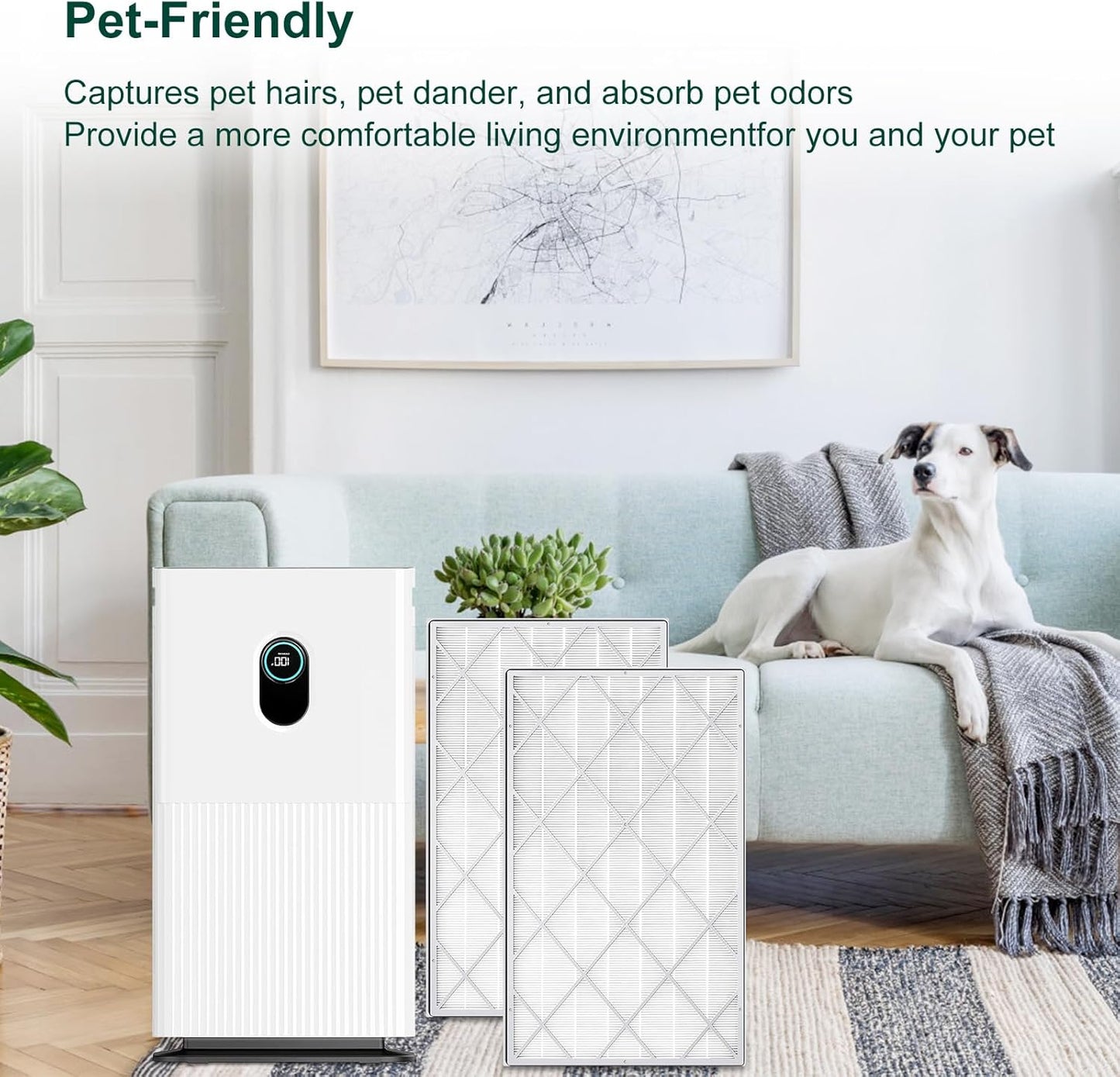 HE601 Replacement Filter for Shark HE6FKPET HE601 HE602 6 Fan Air Purifier, H13 3-in-1 Filter System - Absorbs 99.97% Particulates, Part # HE6FKPET, HE6FKBAS, HE6FKPRO, 2 Pack