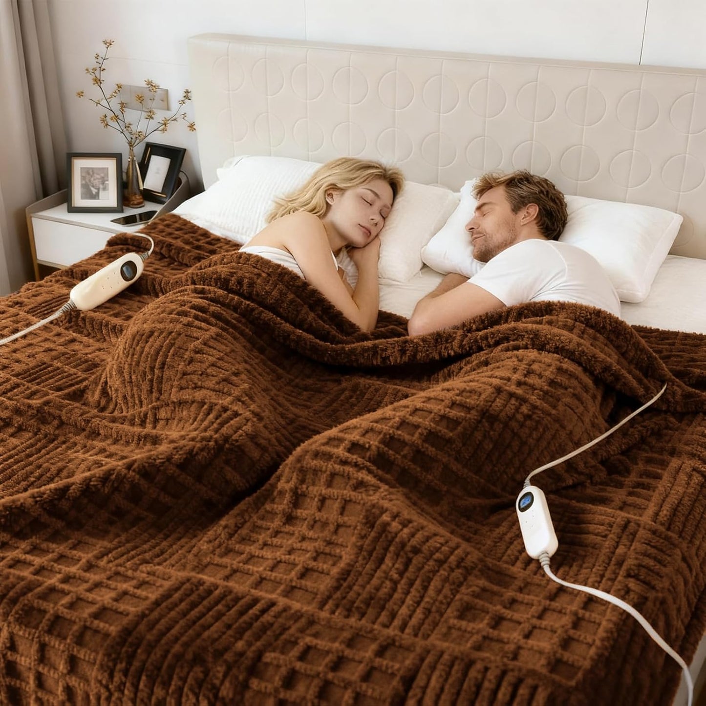Heated Blanket Electric Queen,Waffle Heating Blanket with 12 Heat Levels, Fast Heating Blanket with 1-12 Timer Settings, Overheat Protection with ETL & FCC for Home Office Sofa-84"x90"