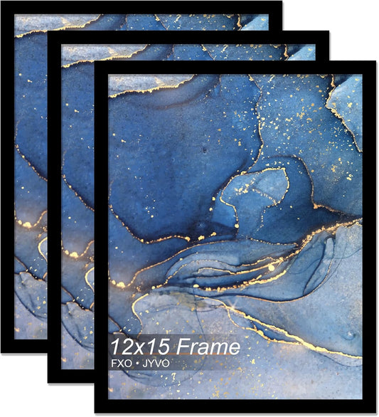 12x15 Picture Frame Set of 3, Black Frame for 12 x 15 Inch Picture Poster Photo, Light Weight and High Transparent 12 by 15 Frame for Wall - 3 Pack/Black/12 x15