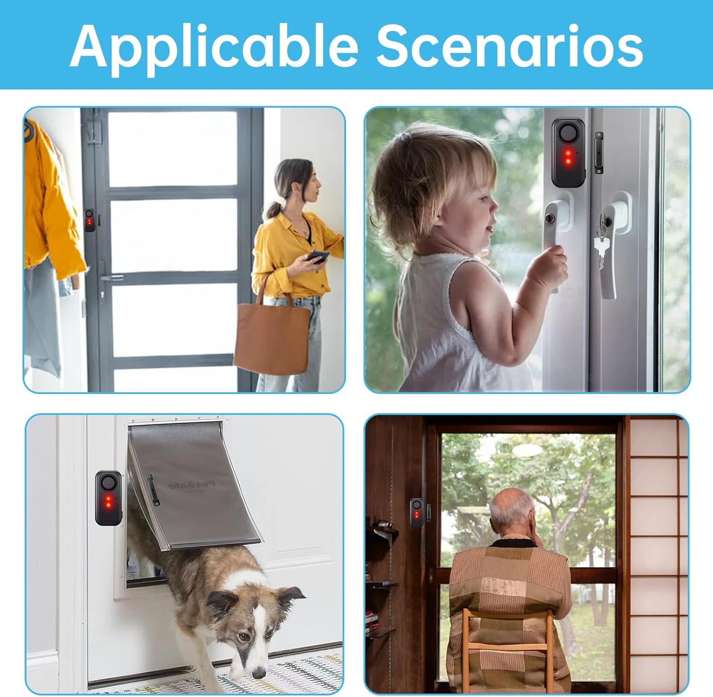 HENDUN Door Chime when Opened, Exterior Door Alarm with Remote, IP66 Waterproof Indoor/Outdoor Home Security Sensor (2 pack)