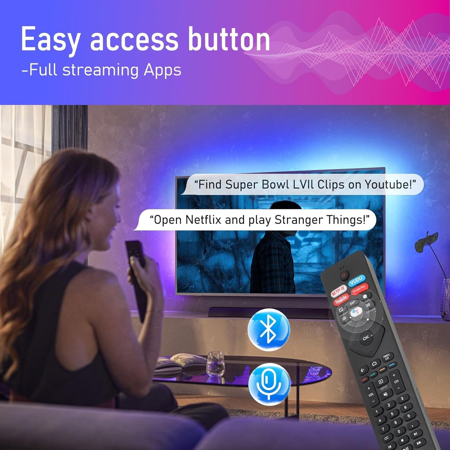 2 Pcs Voice Remote Control for Phillips Voice TV Replacement. Universal Remote Control for Philip 4K UltraHD Smart Android TV with Google Assistant. for Philips 43" 50" 55" 65" 75"