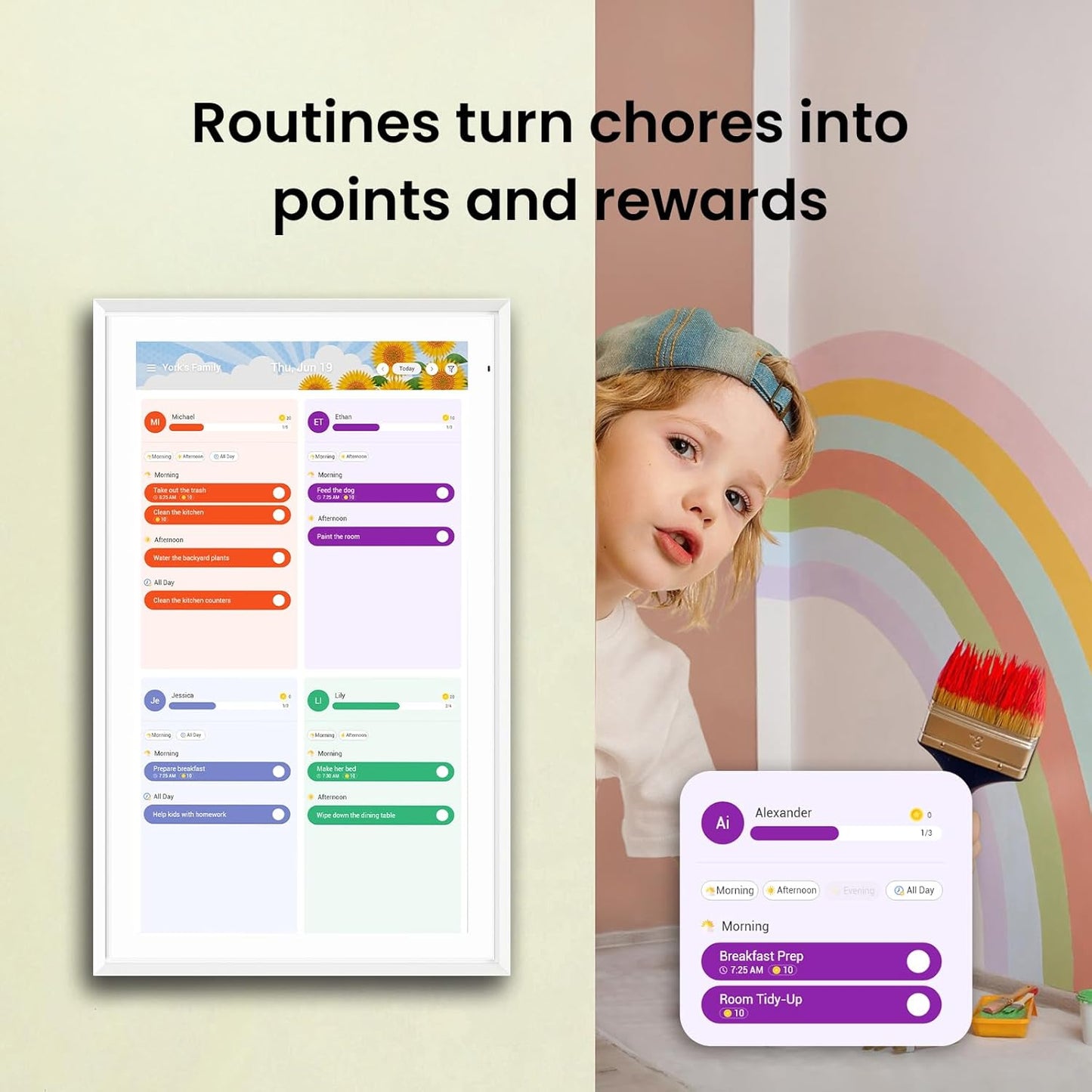 ApoloSign Digital Calendar: Electronic Calendar, Smart Touchscreen Interactive Display for Chore Chart, Family Schedules Planner, Supports All Apps via Google Play (White, 21.5-inch)